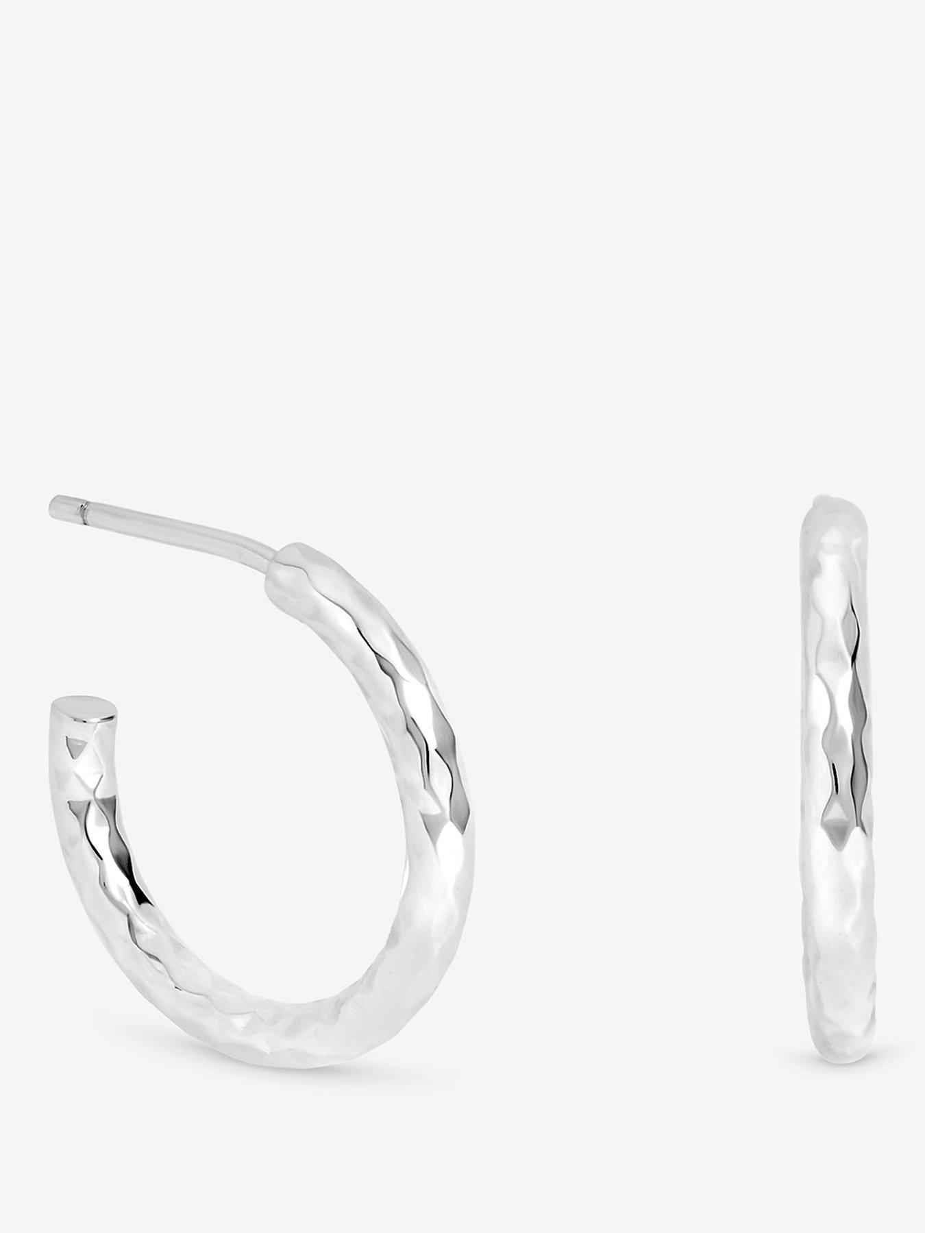  image of jon-richard-simply-silver-sterling-silver-925-polished-diamond-cut-hoop-earrings