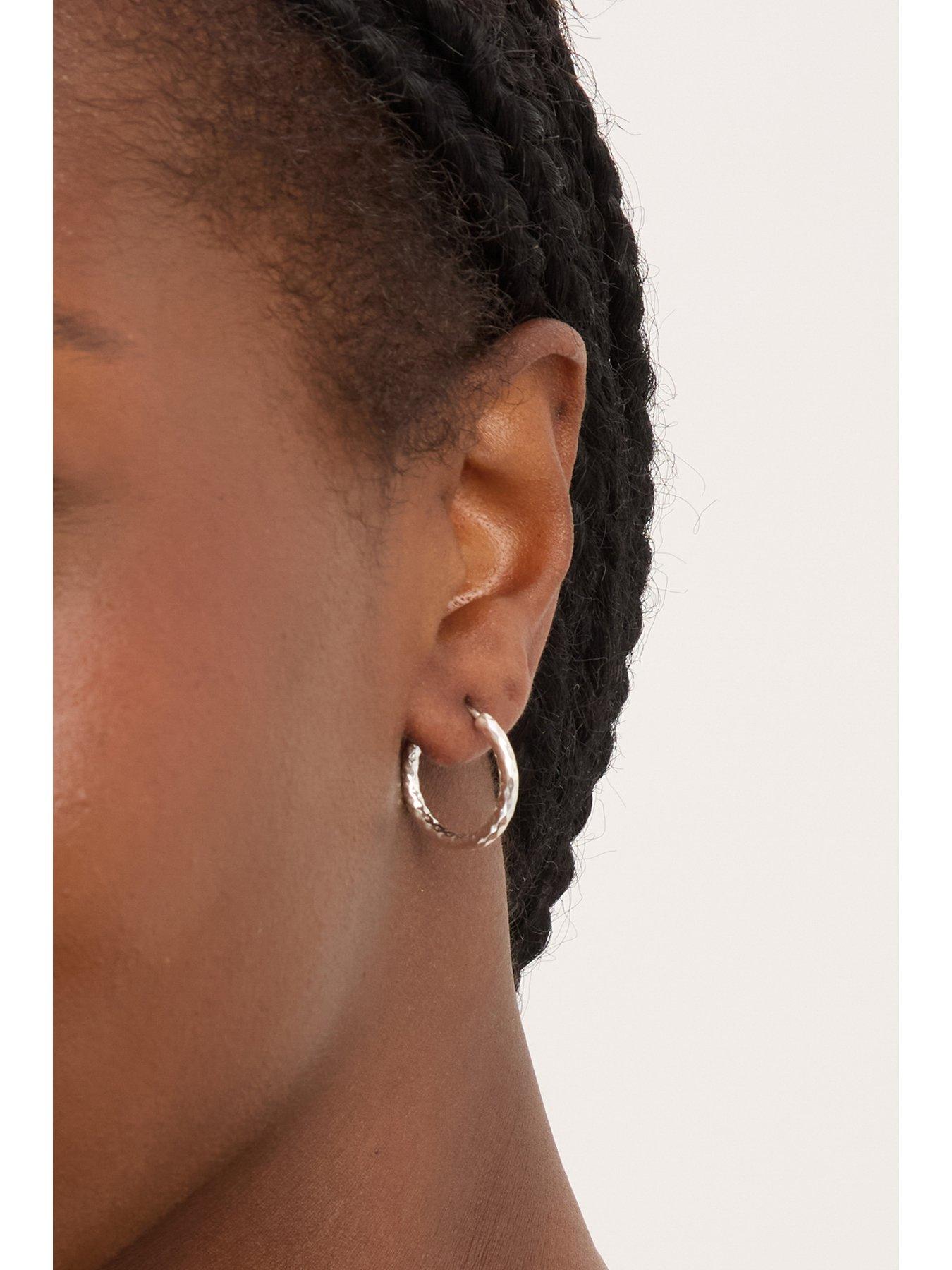  image of jon-richard-simply-silver-sterling-silver-925-polished-diamond-cut-hoop-earrings