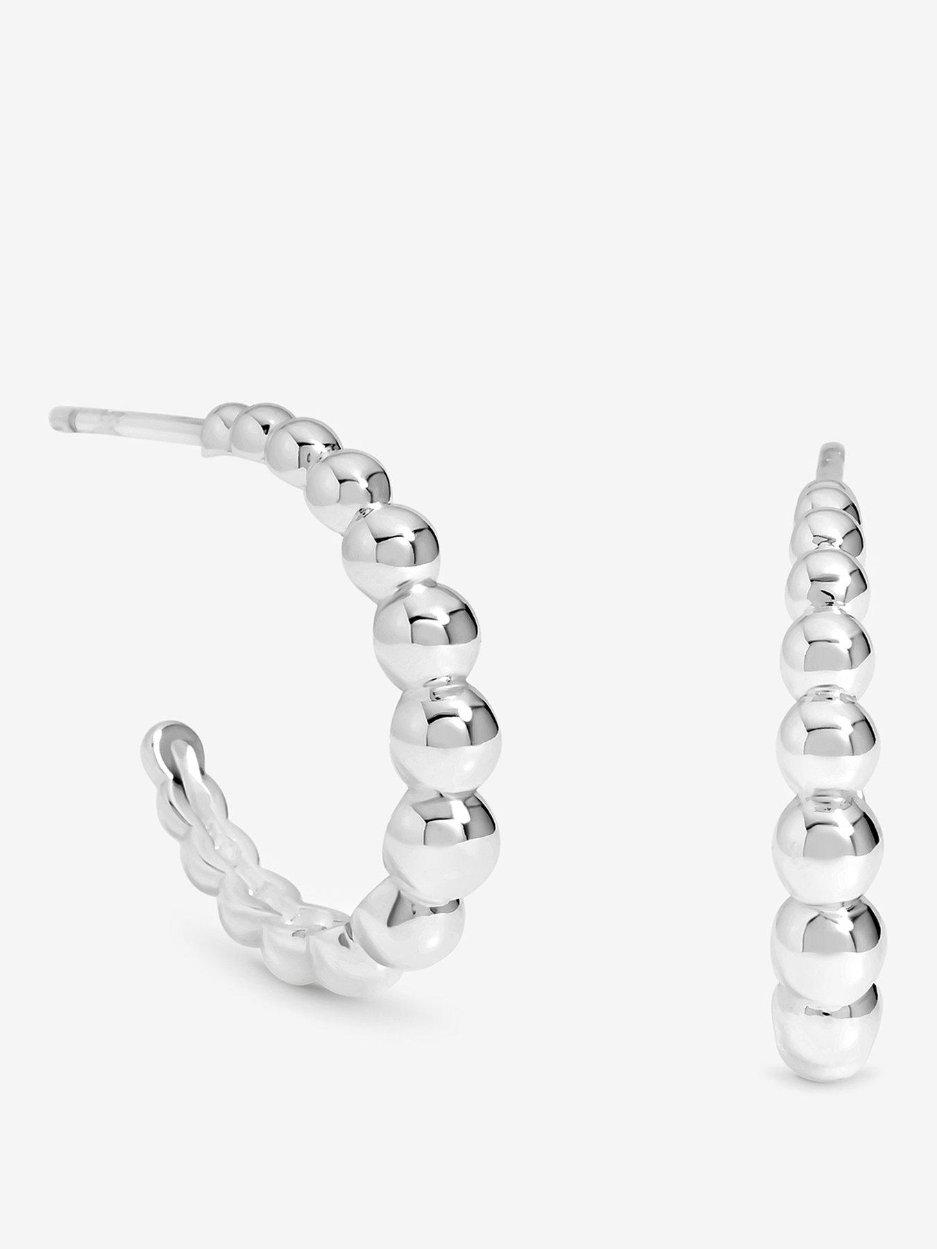  image of jon-richard-simply-silver-sterling-silver-925-polished-textured-orb-hoop-earrings