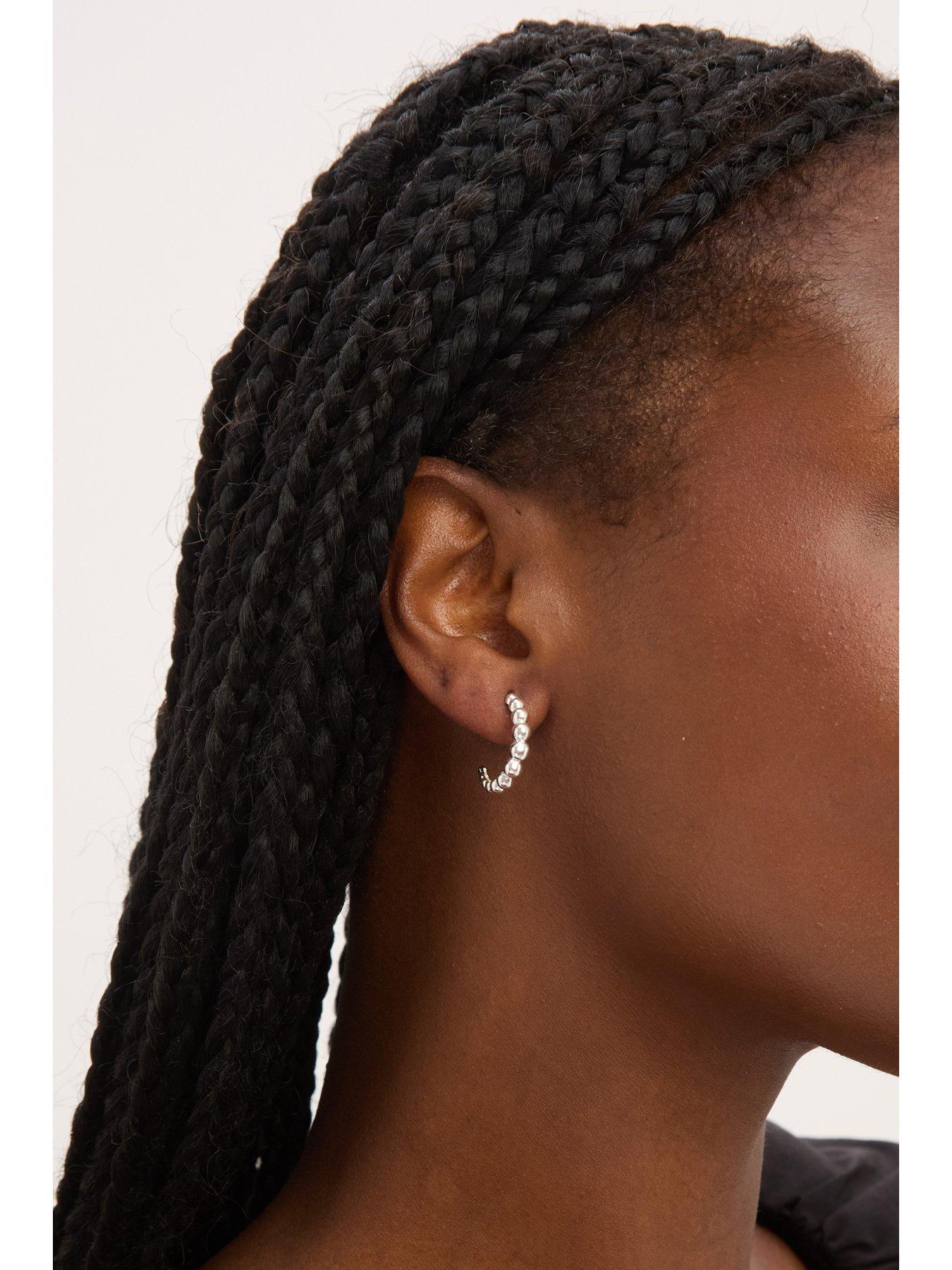  image of jon-richard-simply-silver-sterling-silver-925-polished-textured-orb-hoop-earrings