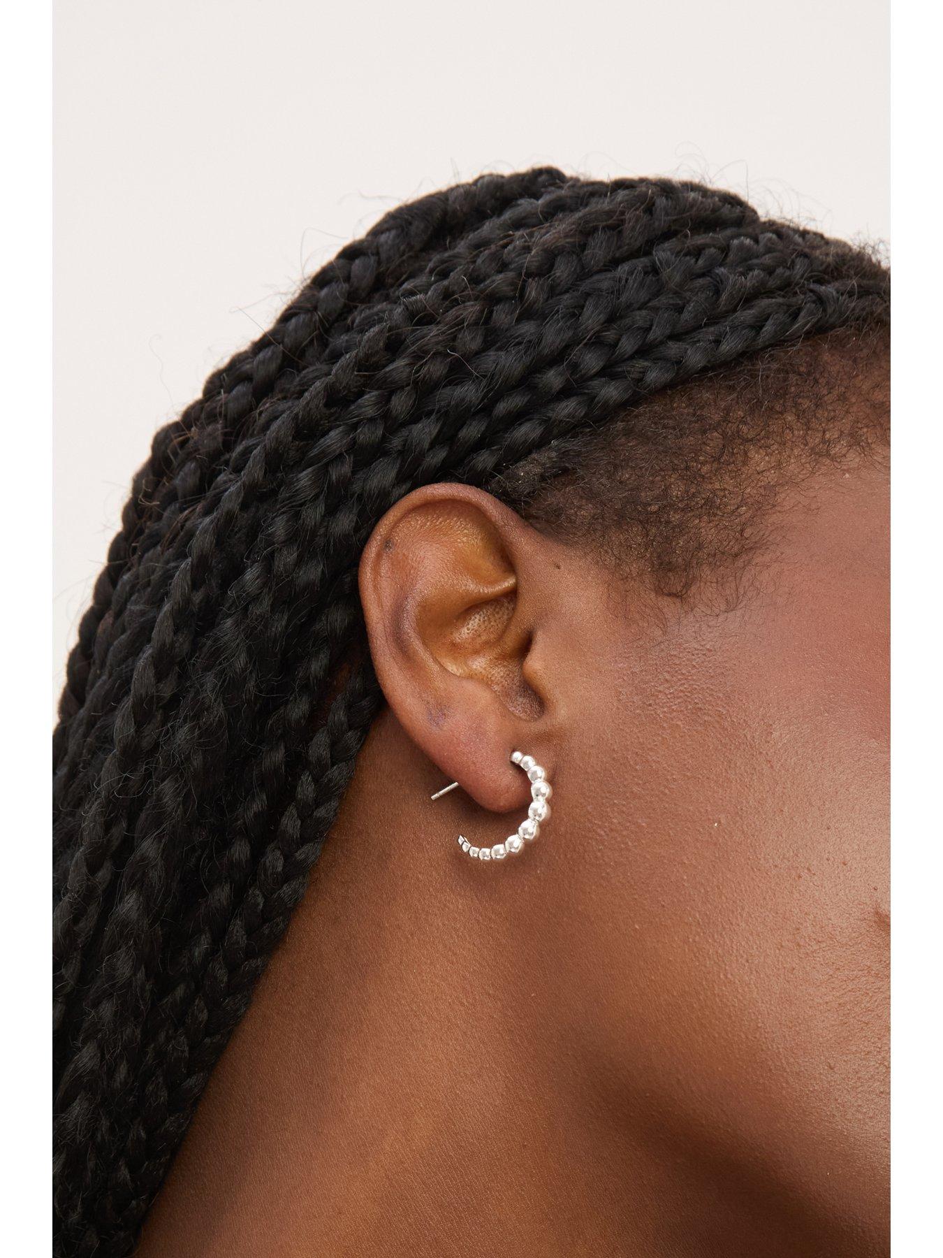  image of jon-richard-simply-silver-sterling-silver-925-polished-textured-orb-hoop-earrings