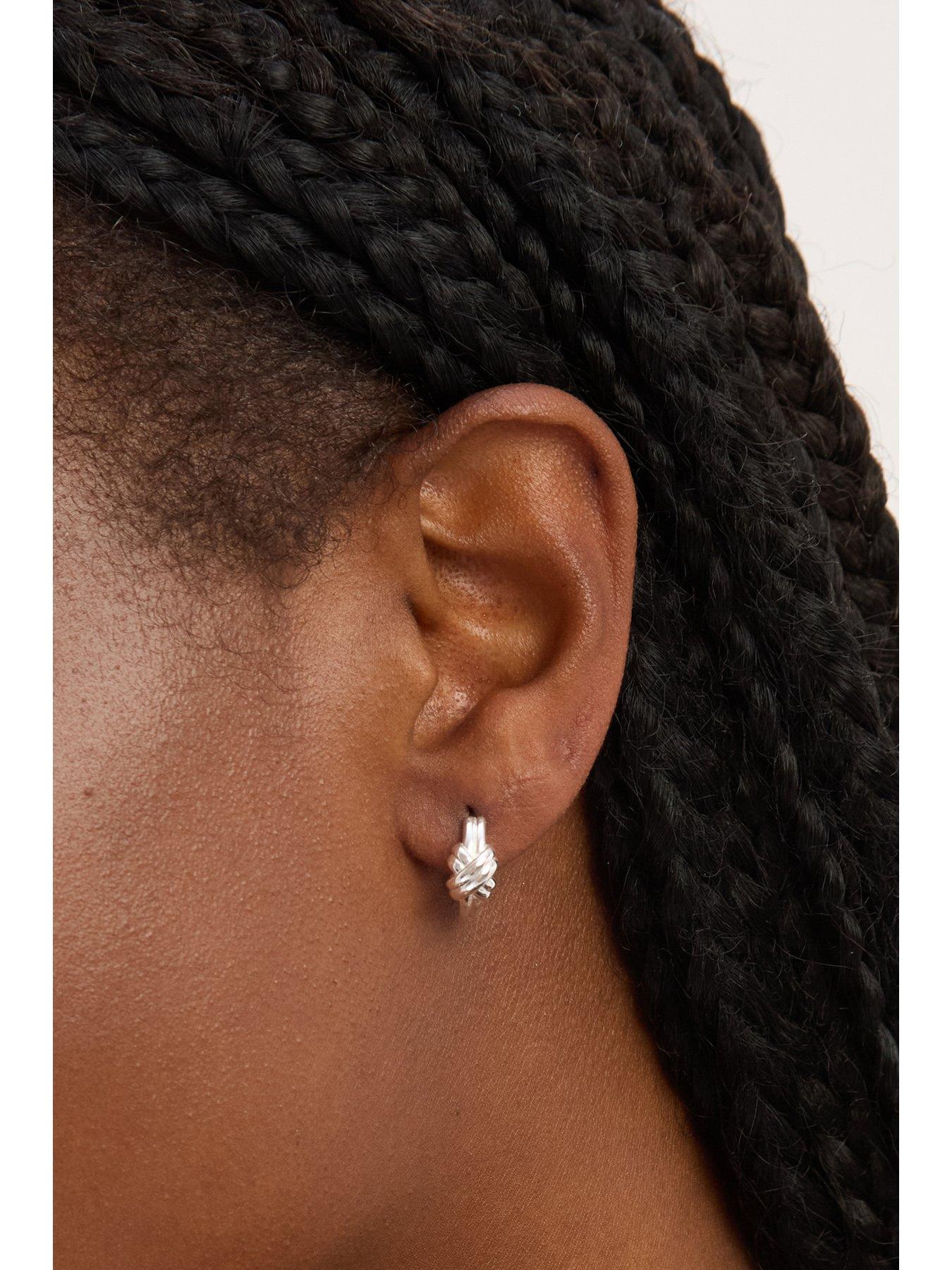  image of jon-richard-simply-silver-sterling-silver-925-polished-knot-hoop-earrings