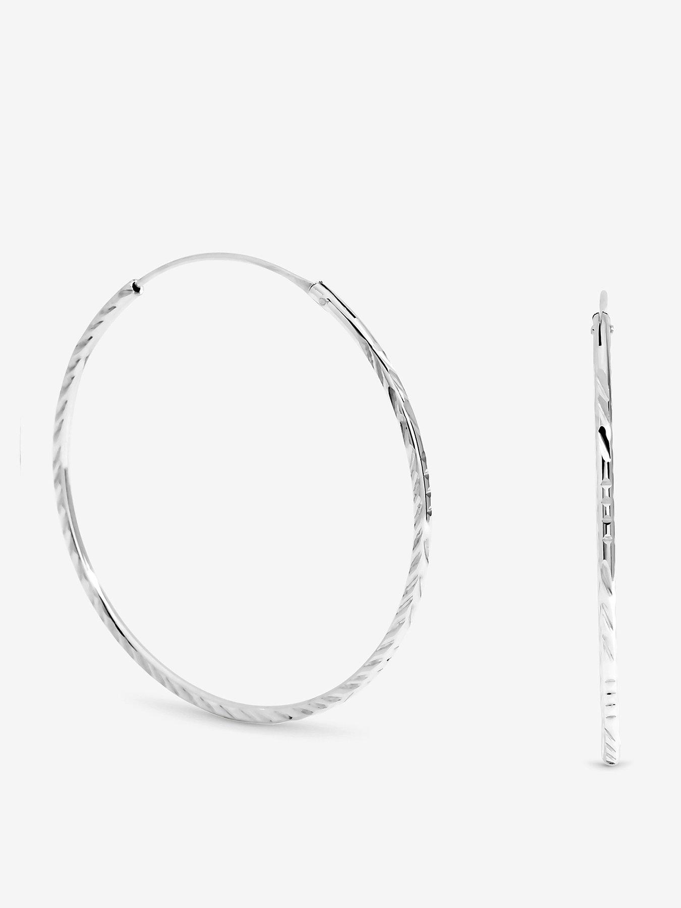 Jon Richard Simply Silver Sterling Silver 925 Polished Diamond Cut Sleeper Hoop Earrings