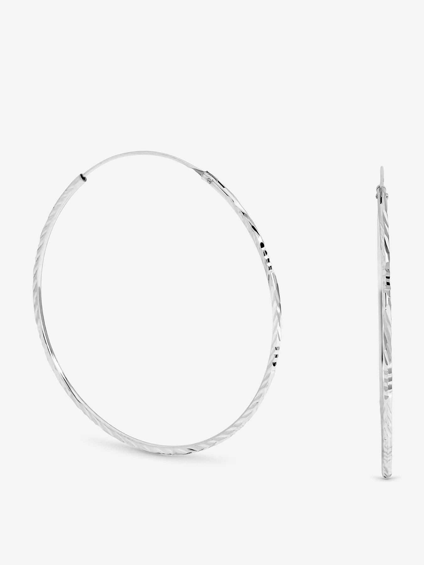 Jon Richard Simply Silver Sterling Silver 925 Polished Diamond Cut Sleeper Hoop Earrings