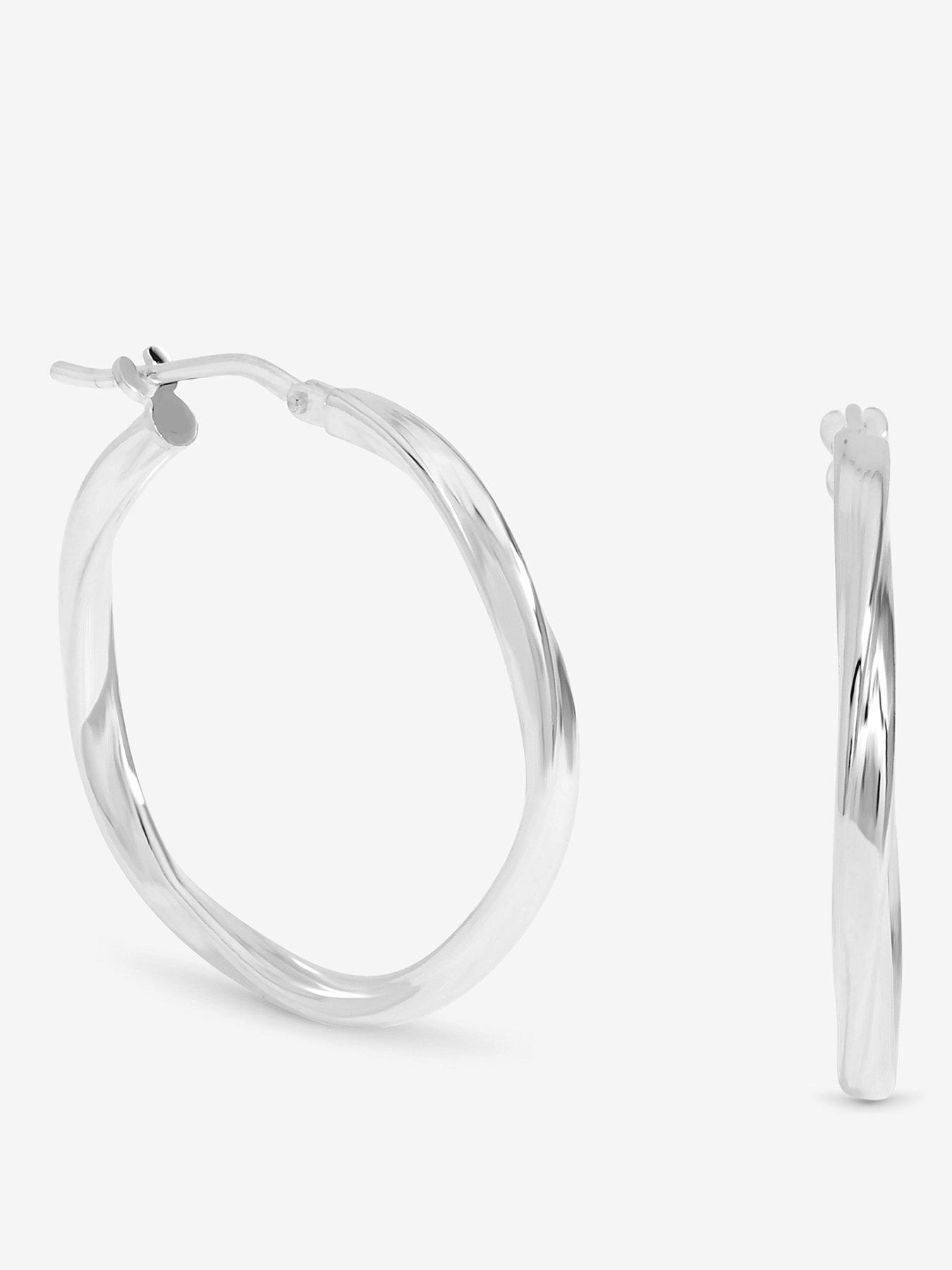 Jon Richard Simply Silver Sterling Silver 925 Polished MediumTwist Hoop Earrings