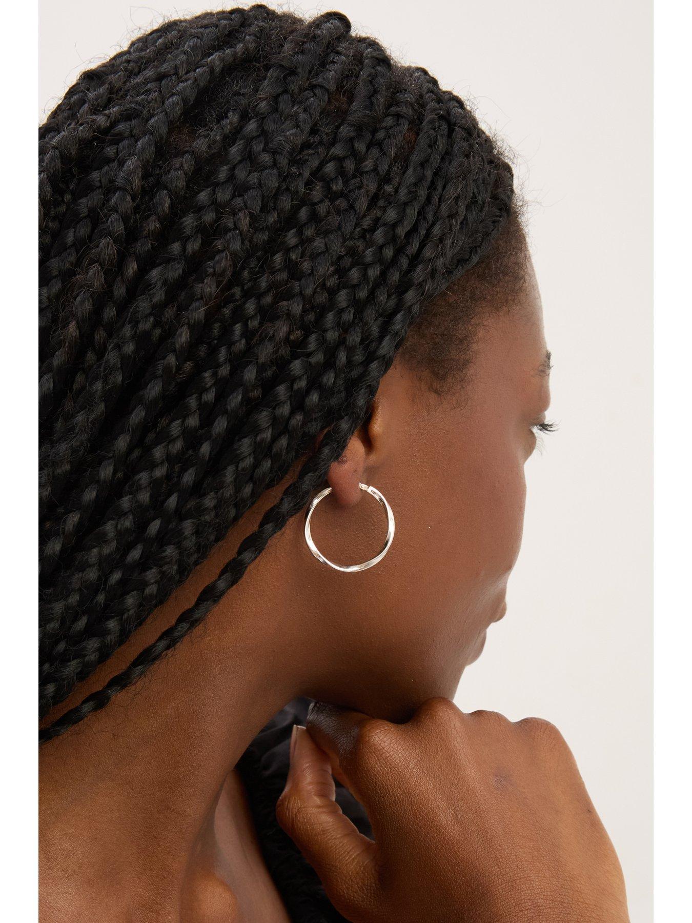  image of jon-richard-simply-silver-sterling-silver-925-polished-mediumtwist-hoop-earrings