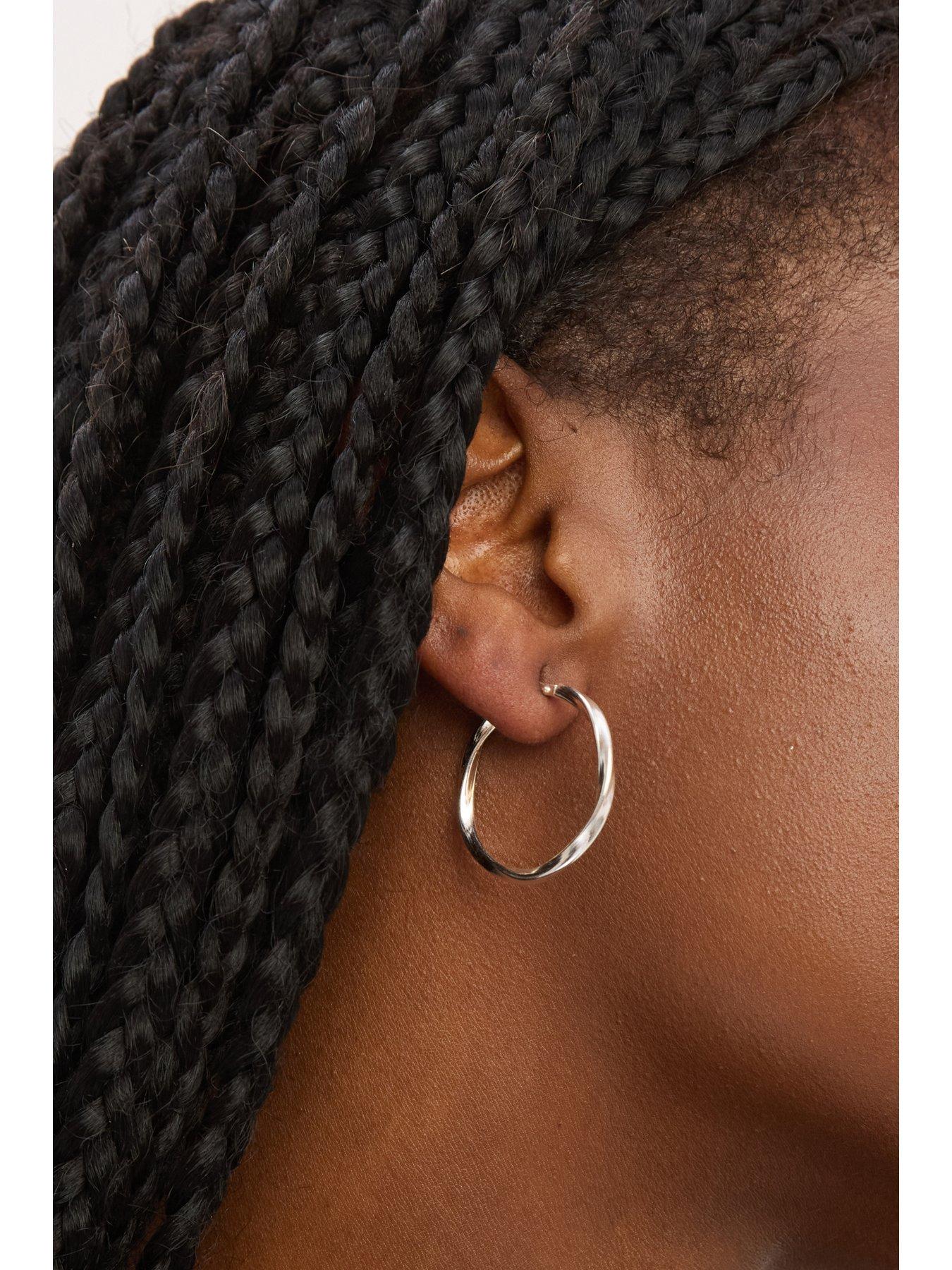  image of jon-richard-simply-silver-sterling-silver-925-polished-mediumtwist-hoop-earrings