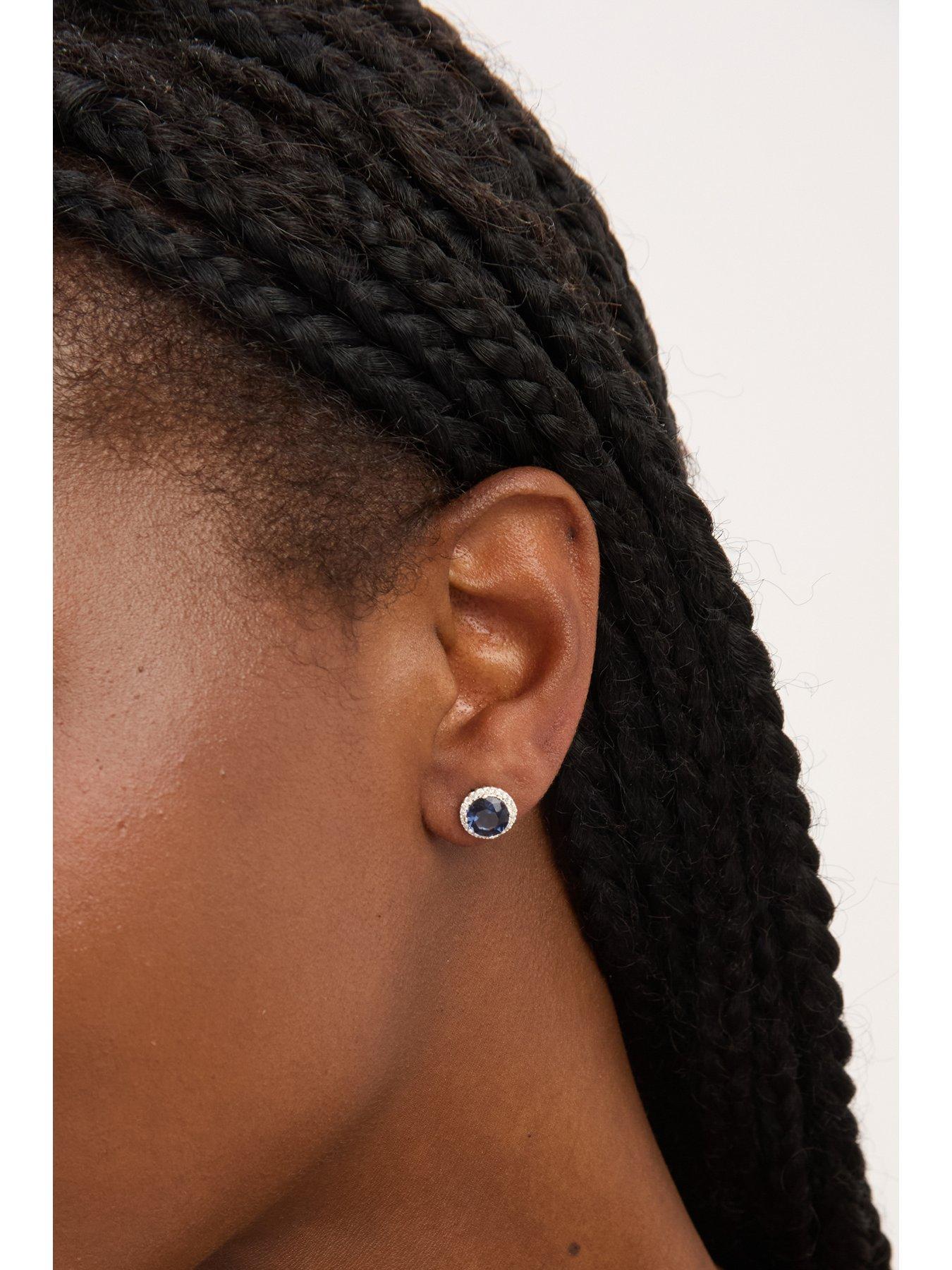 stillFront image of jon-richard-simply-silver-sterling-silver-925-cubic-zirconia-sapphire-halo-stud-earrings