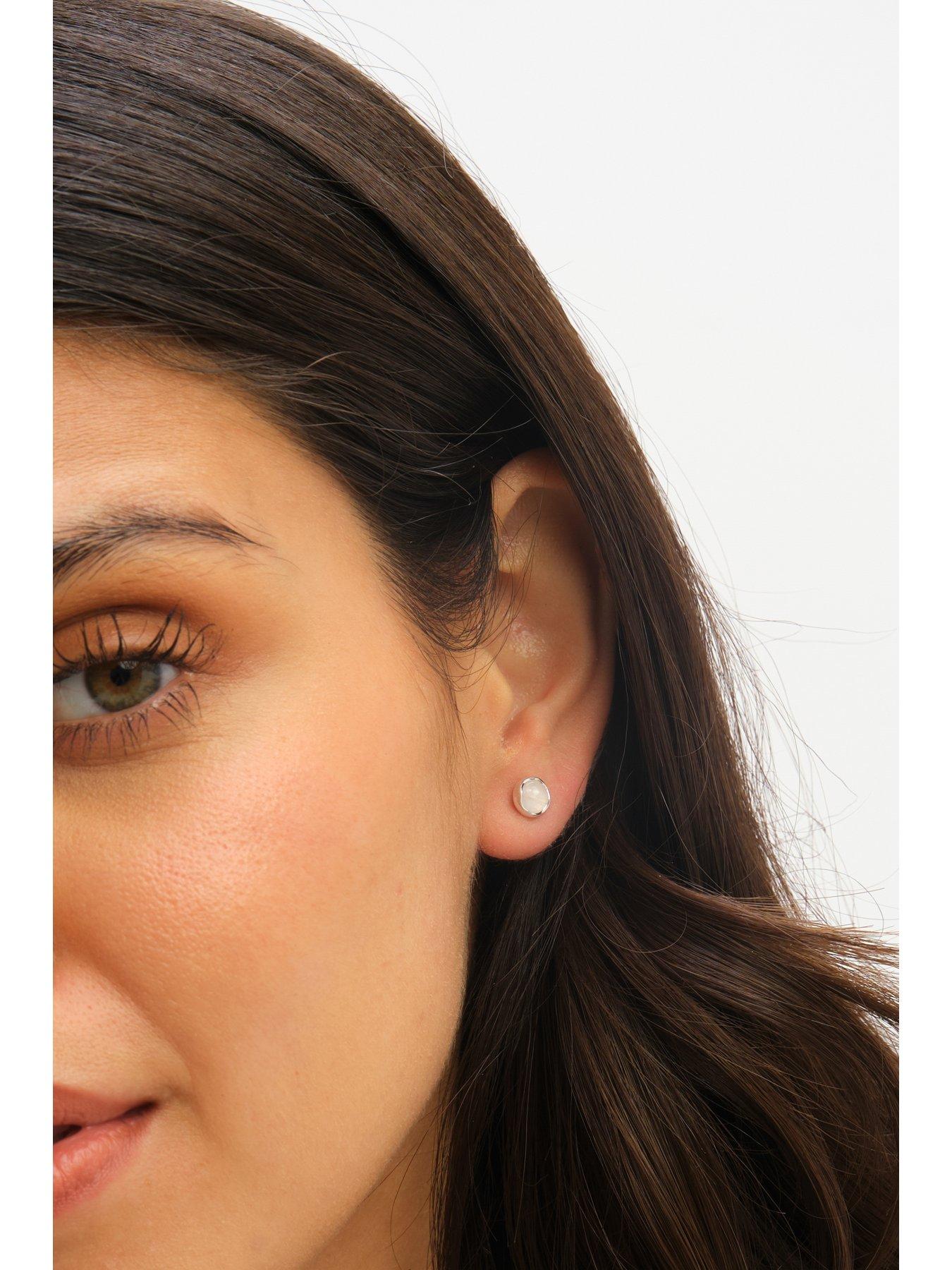  image of jon-richard-simply-silver-sterling-silver-925-polished-opal-stud-earrings