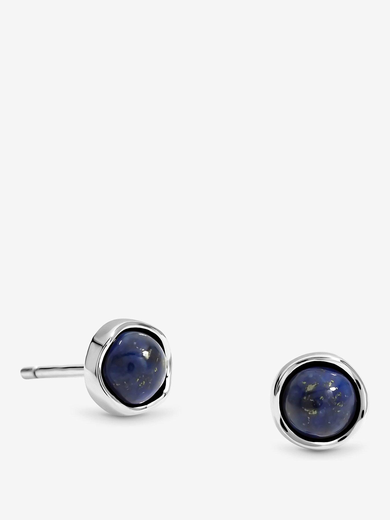 Jon Richard Simply Silver Sterling Silver 925 Polished Lapis Stud Earrings