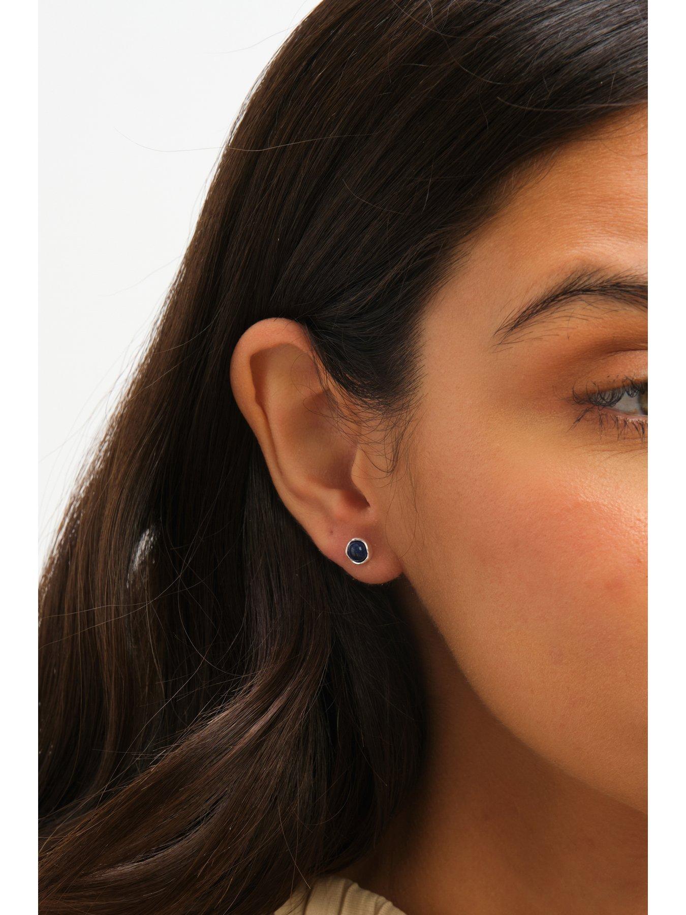  image of jon-richard-simply-silver-sterling-silver-925-polished-lapis-stud-earrings