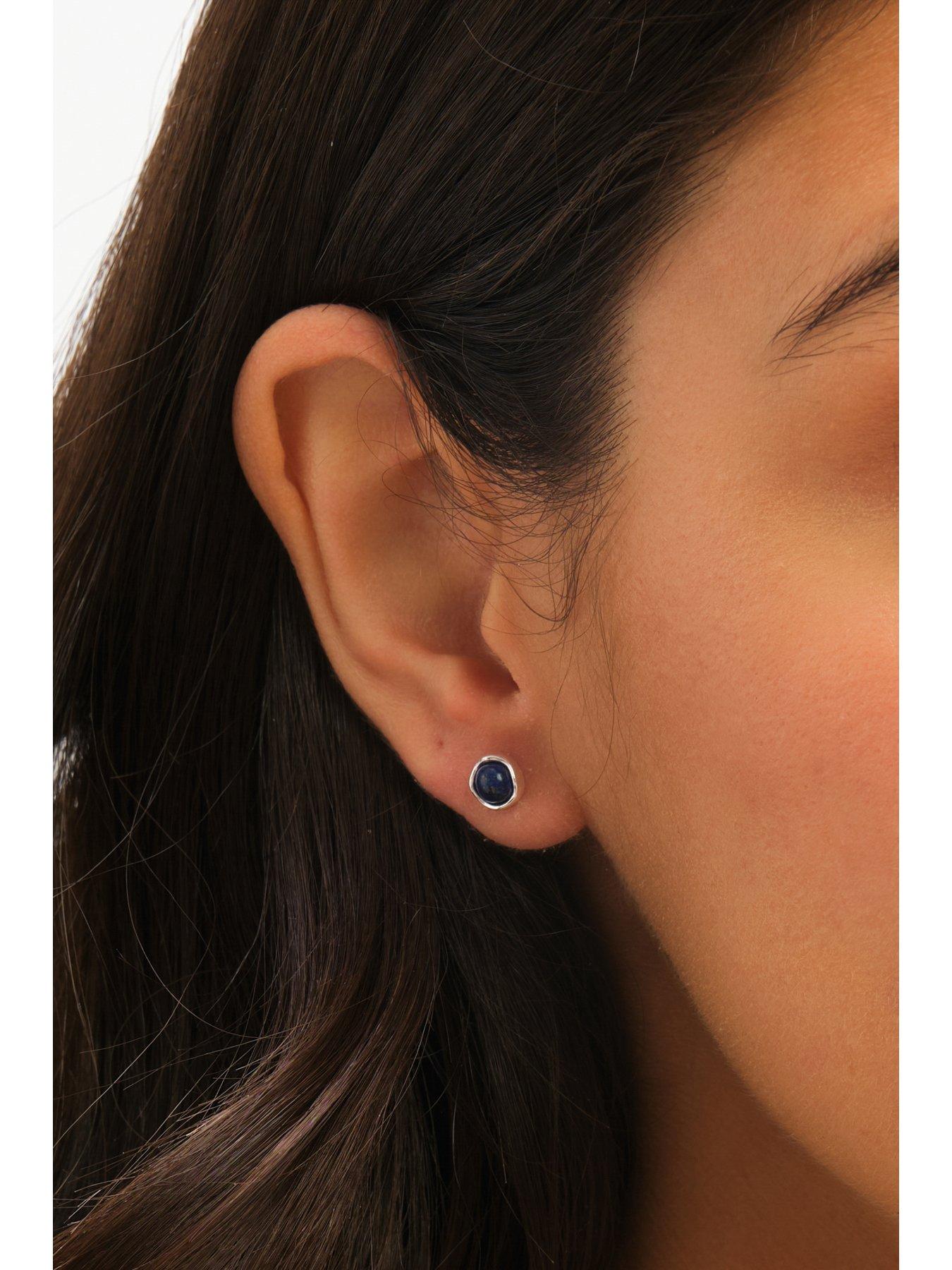  image of jon-richard-simply-silver-sterling-silver-925-polished-lapis-stud-earrings