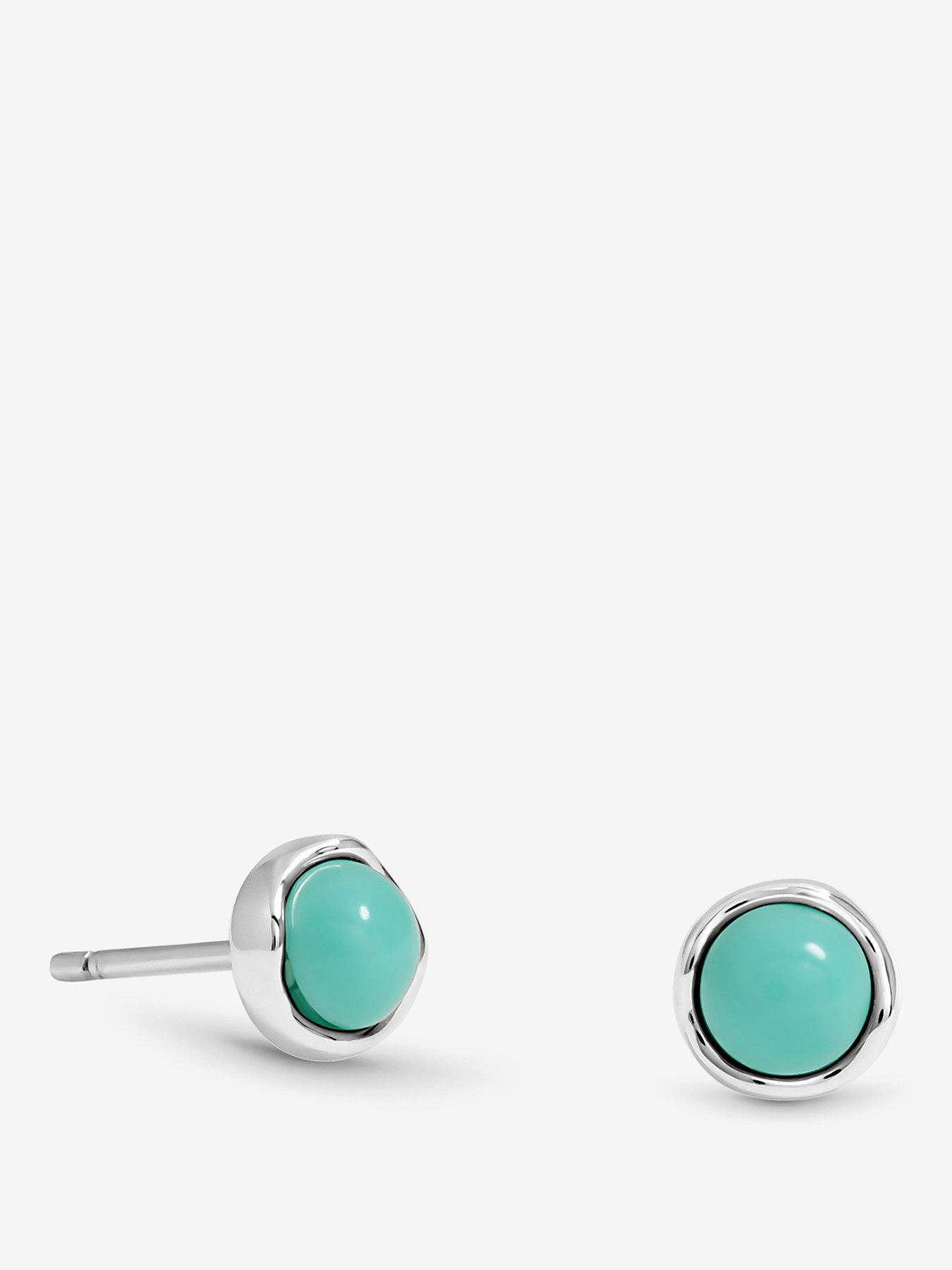 Jon Richard Simply Silver Sterling Silver 925 Polished Turquoise Stud Earrings