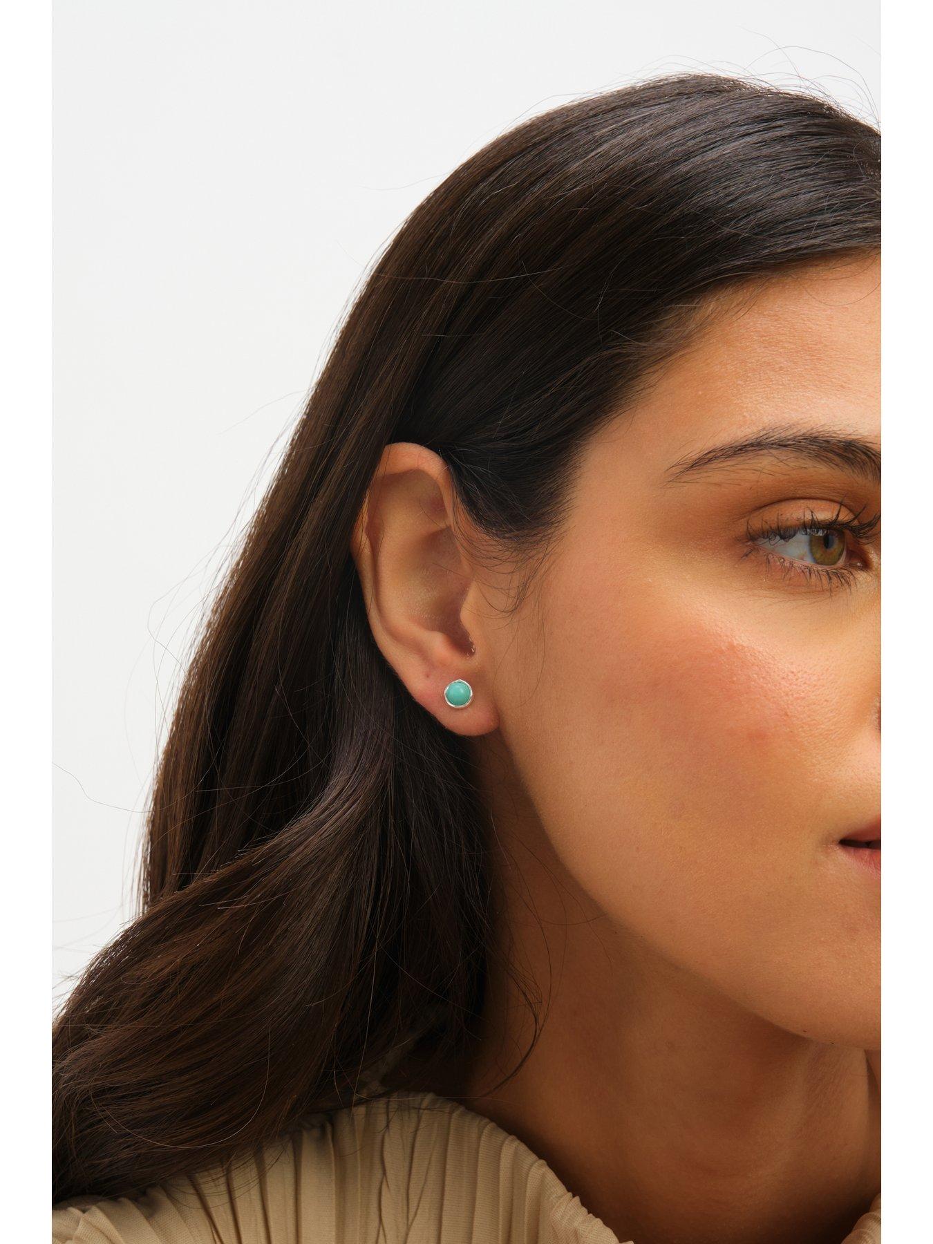  image of jon-richard-simply-silver-sterling-silver-925-polished-turquoise-stud-earrings