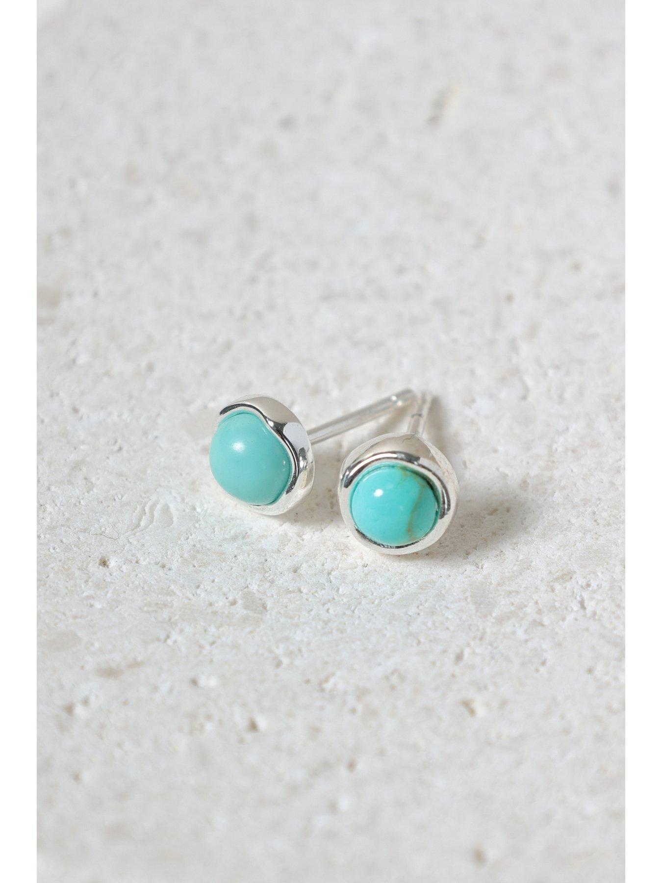  image of jon-richard-simply-silver-sterling-silver-925-polished-turquoise-stud-earrings
