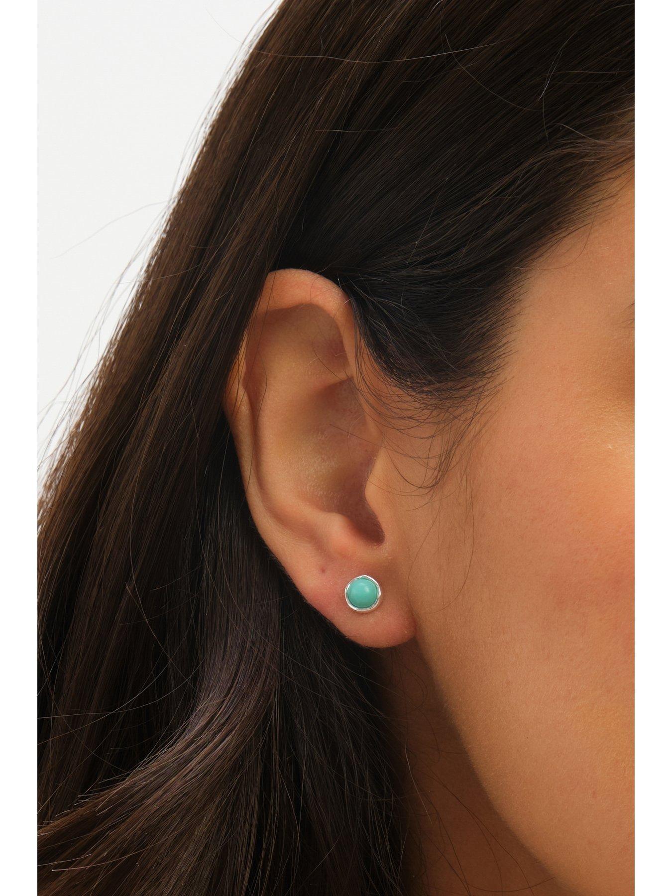  image of jon-richard-simply-silver-sterling-silver-925-polished-turquoise-stud-earrings