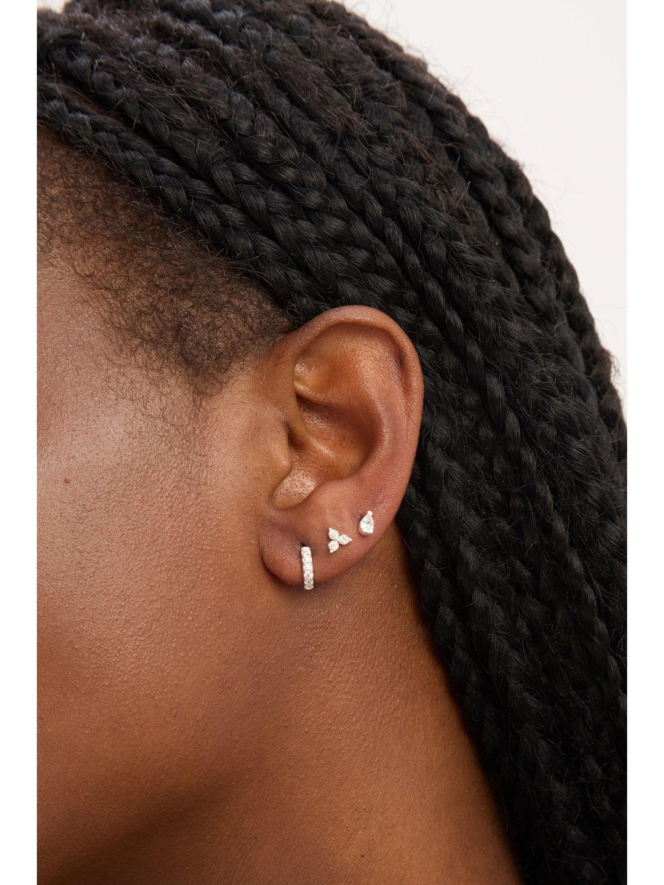  image of jon-richard-simply-silver-sterling-silver-925-cubic-zirconia-stud-and-hoop-earrings-pack-of-3