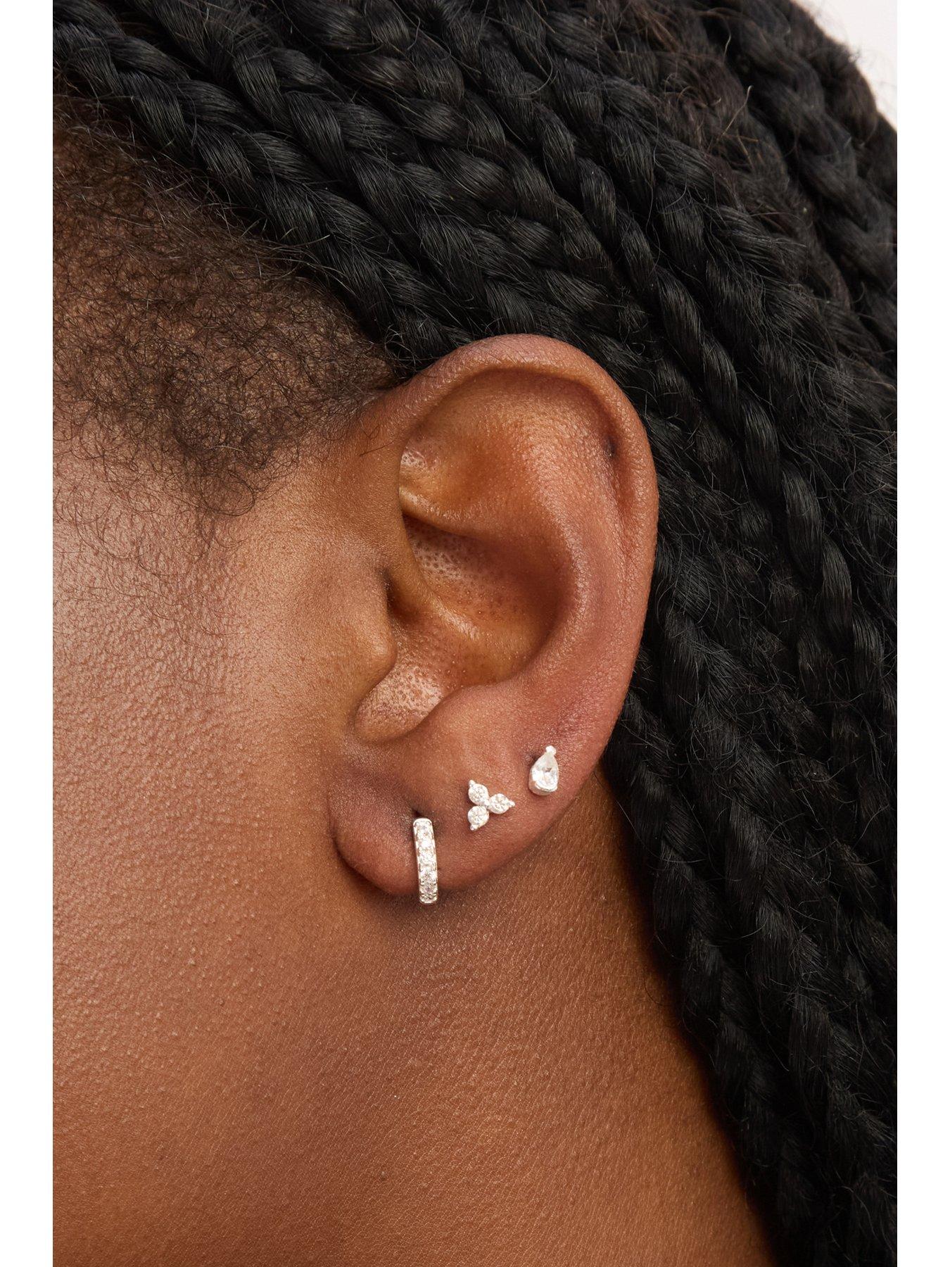  image of jon-richard-simply-silver-sterling-silver-925-cubic-zirconia-stud-and-hoop-earrings-pack-of-3