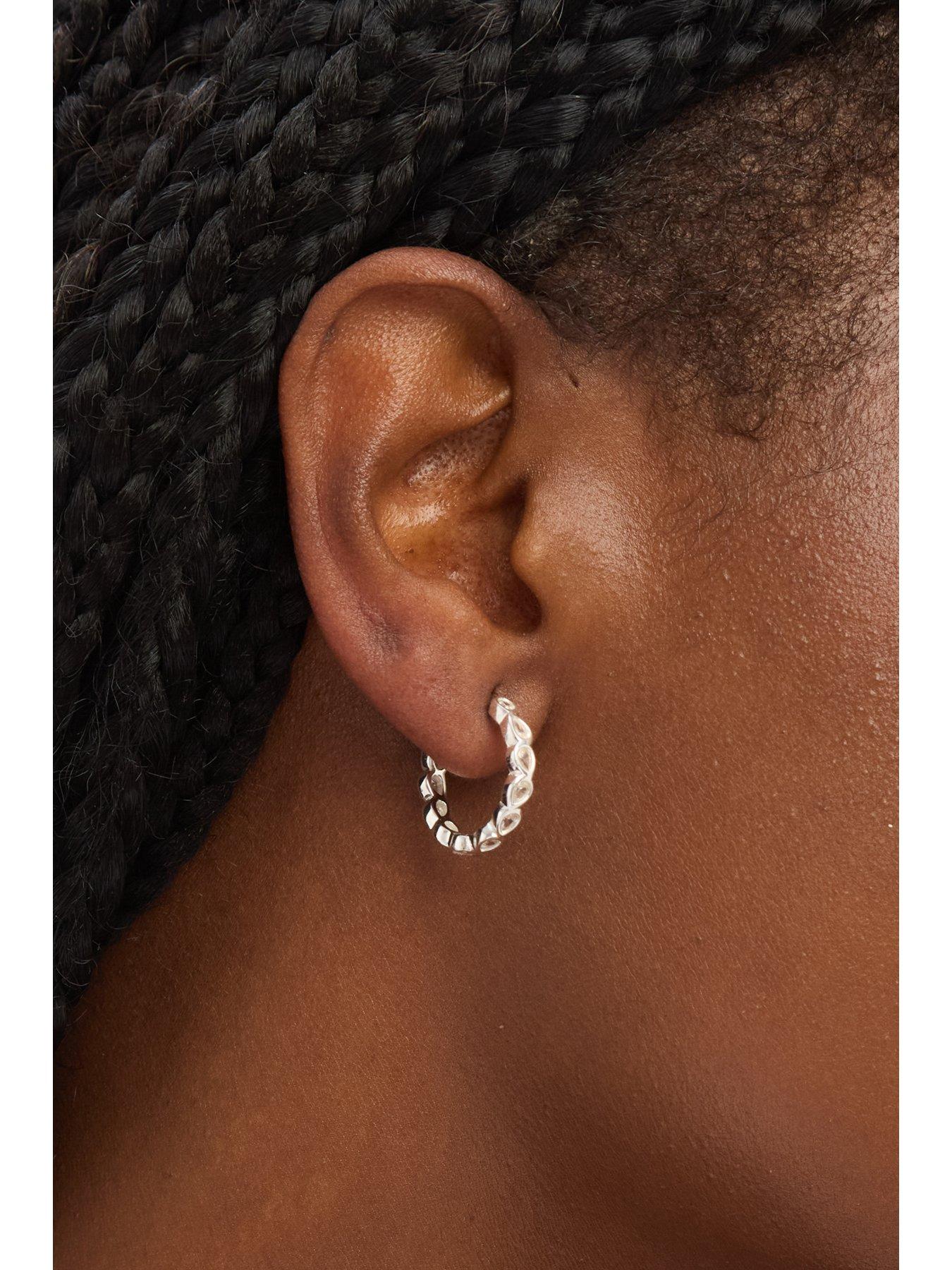  image of jon-richard-simply-silver-sterling-silver-925-cubic-zirconia-bezel-hoop-earrings