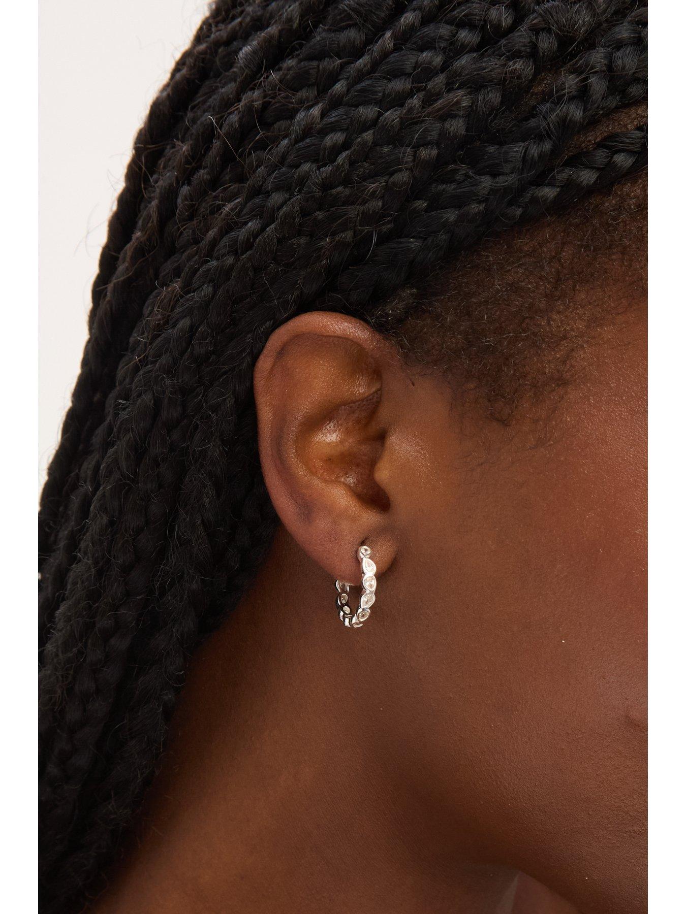  image of jon-richard-simply-silver-sterling-silver-925-cubic-zirconia-bezel-hoop-earrings