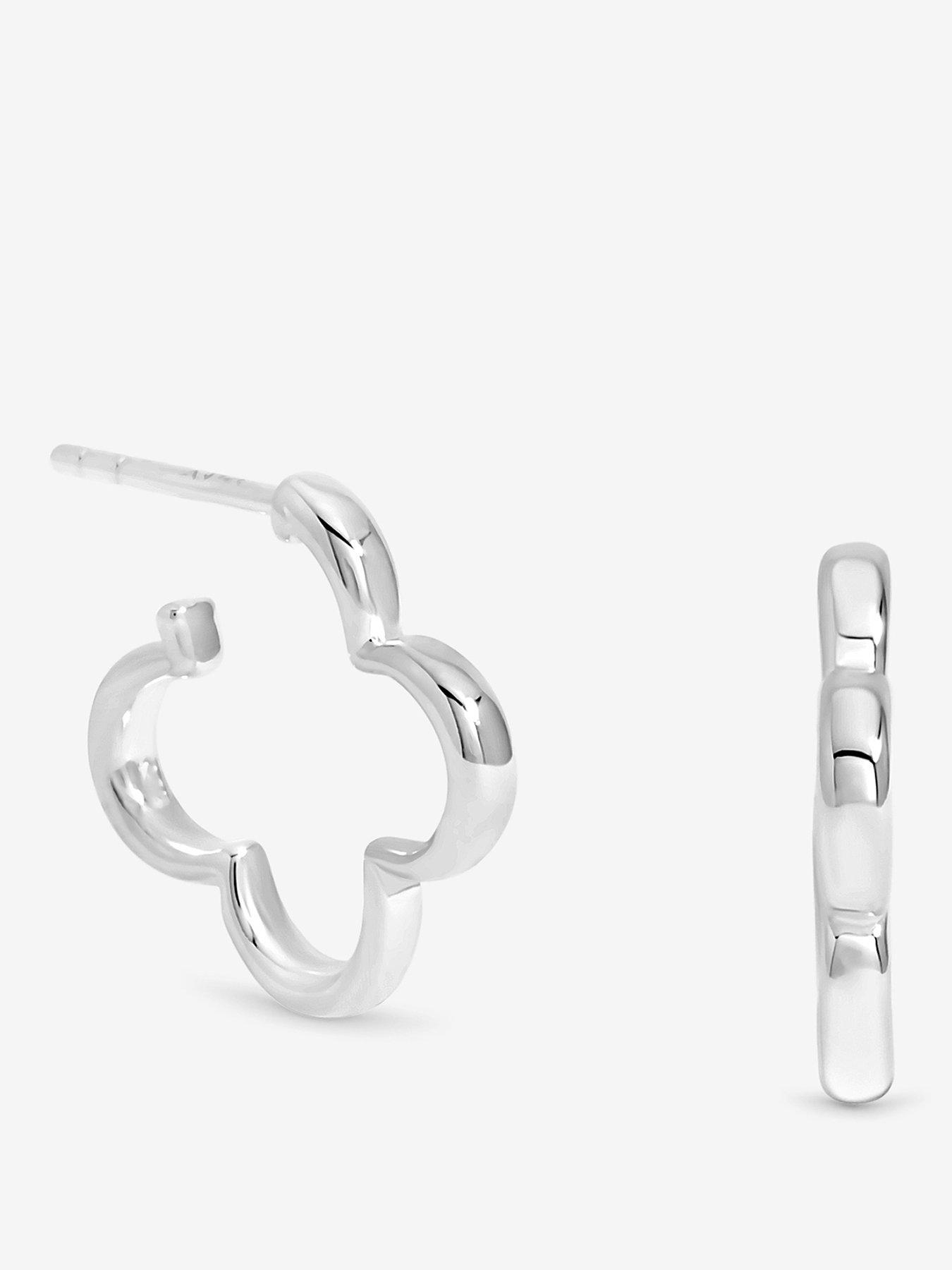  image of jon-richard-simply-silver-sterling-silver-925-polished-clover-hoop-earrings