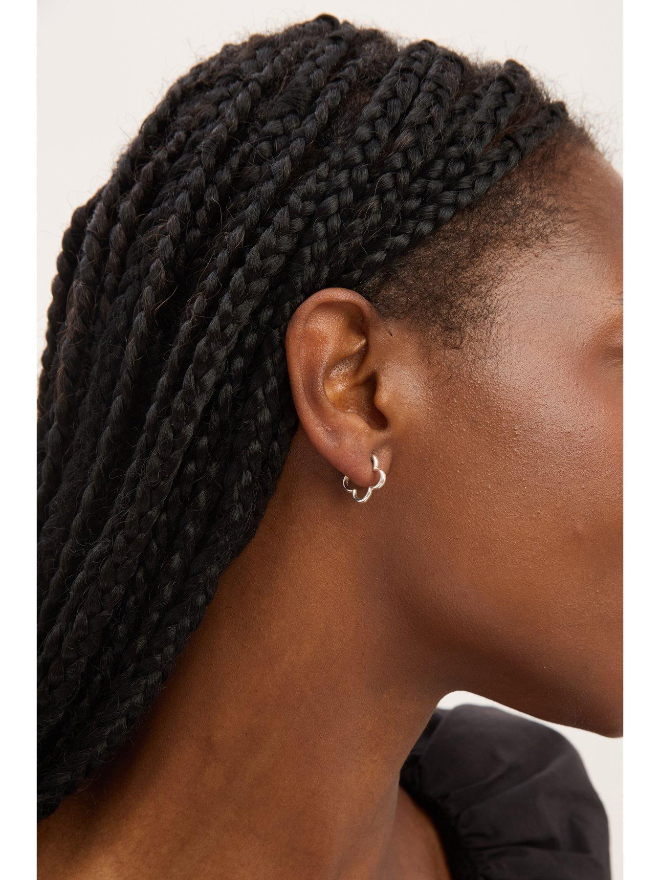  image of jon-richard-simply-silver-sterling-silver-925-polished-clover-hoop-earrings