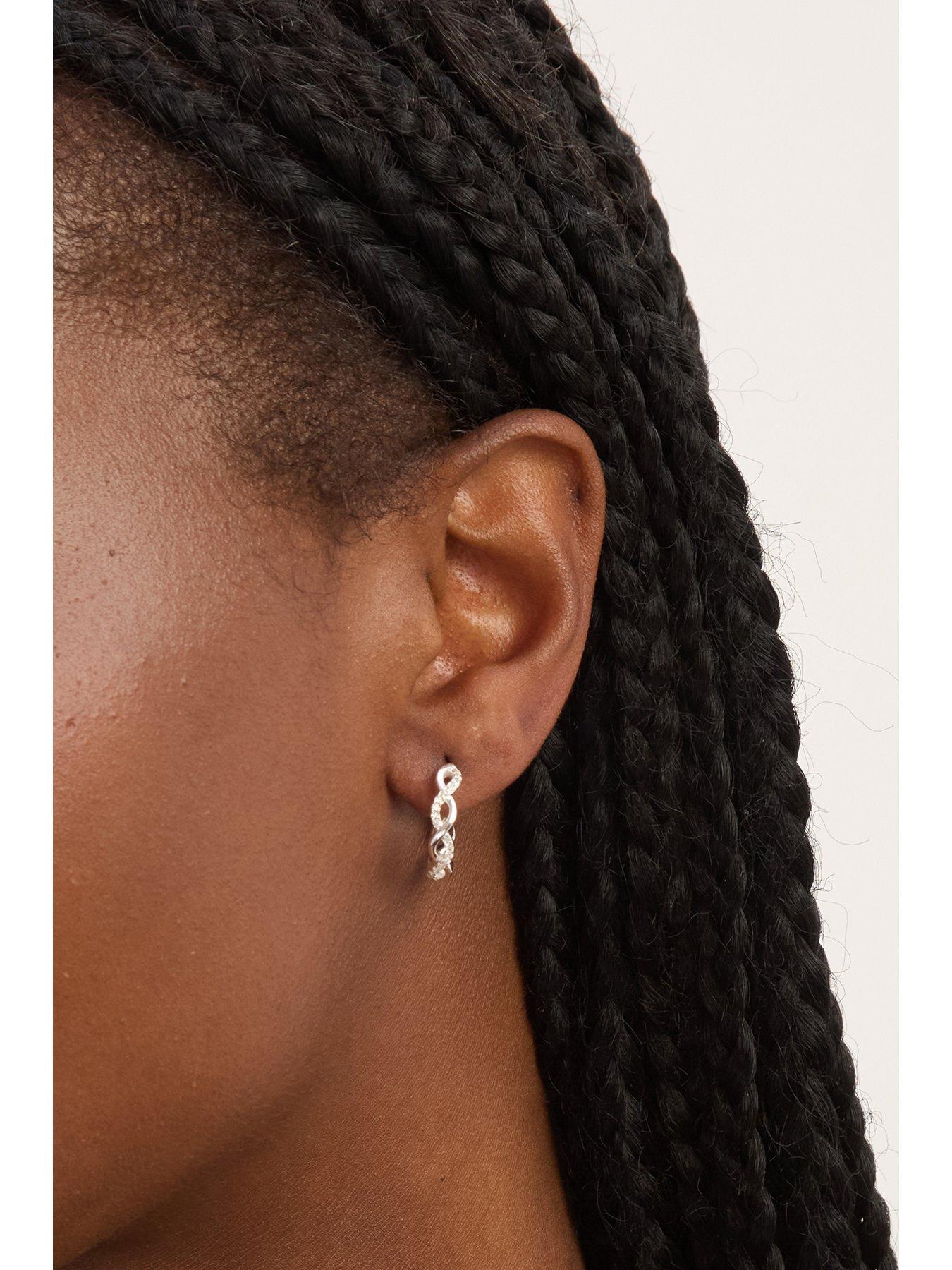  image of jon-richard-simply-silver-sterling-silver-925-polished-and-cubic-zirconia-infinity-hoop-earrings