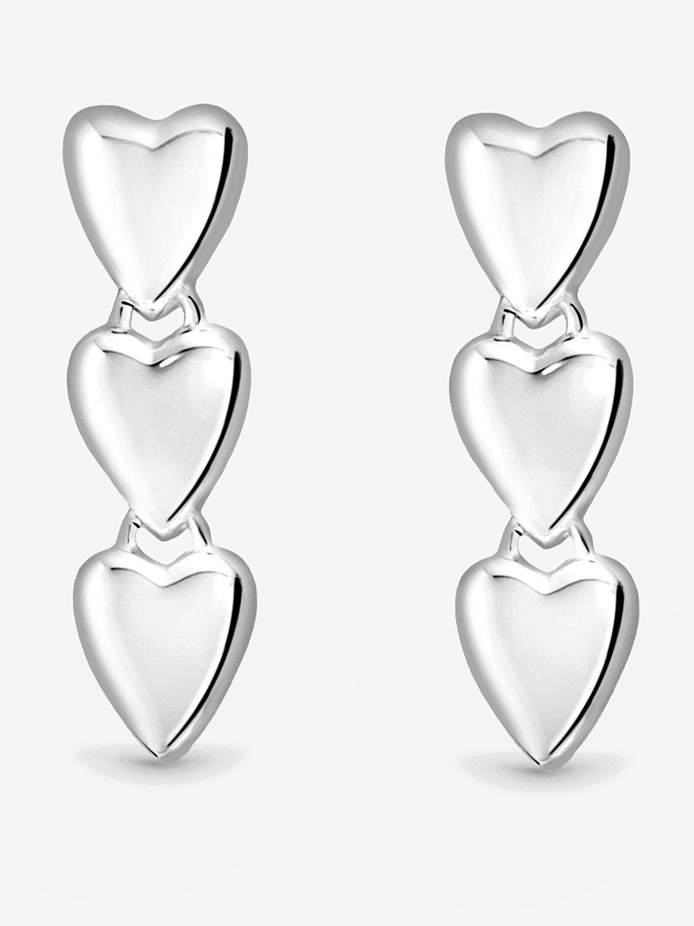 Image 1 of 2 of Jon Richard Simply Silver Sterling Silver 925 Polished Triple Heart Drop Earrings