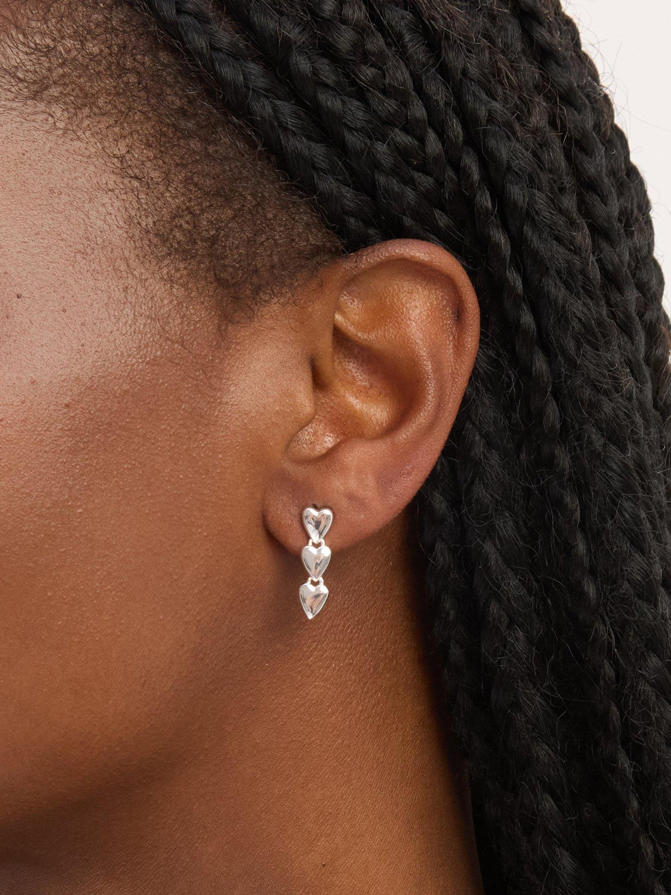 Image 2 of 2 of Jon Richard Simply Silver Sterling Silver 925 Polished Triple Heart Drop Earrings