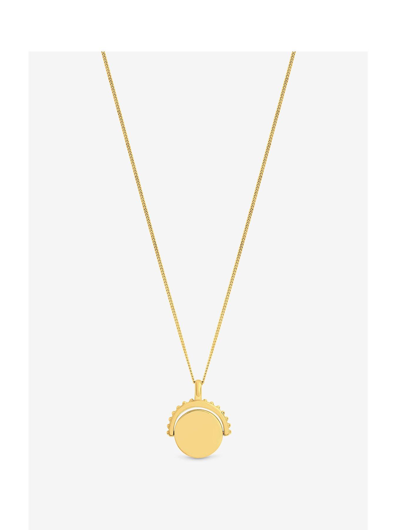  image of jon-richard-simply-silver-14ct-real-gold-plated-sterling-silver-polished-beaded-edge-spinner-pendant