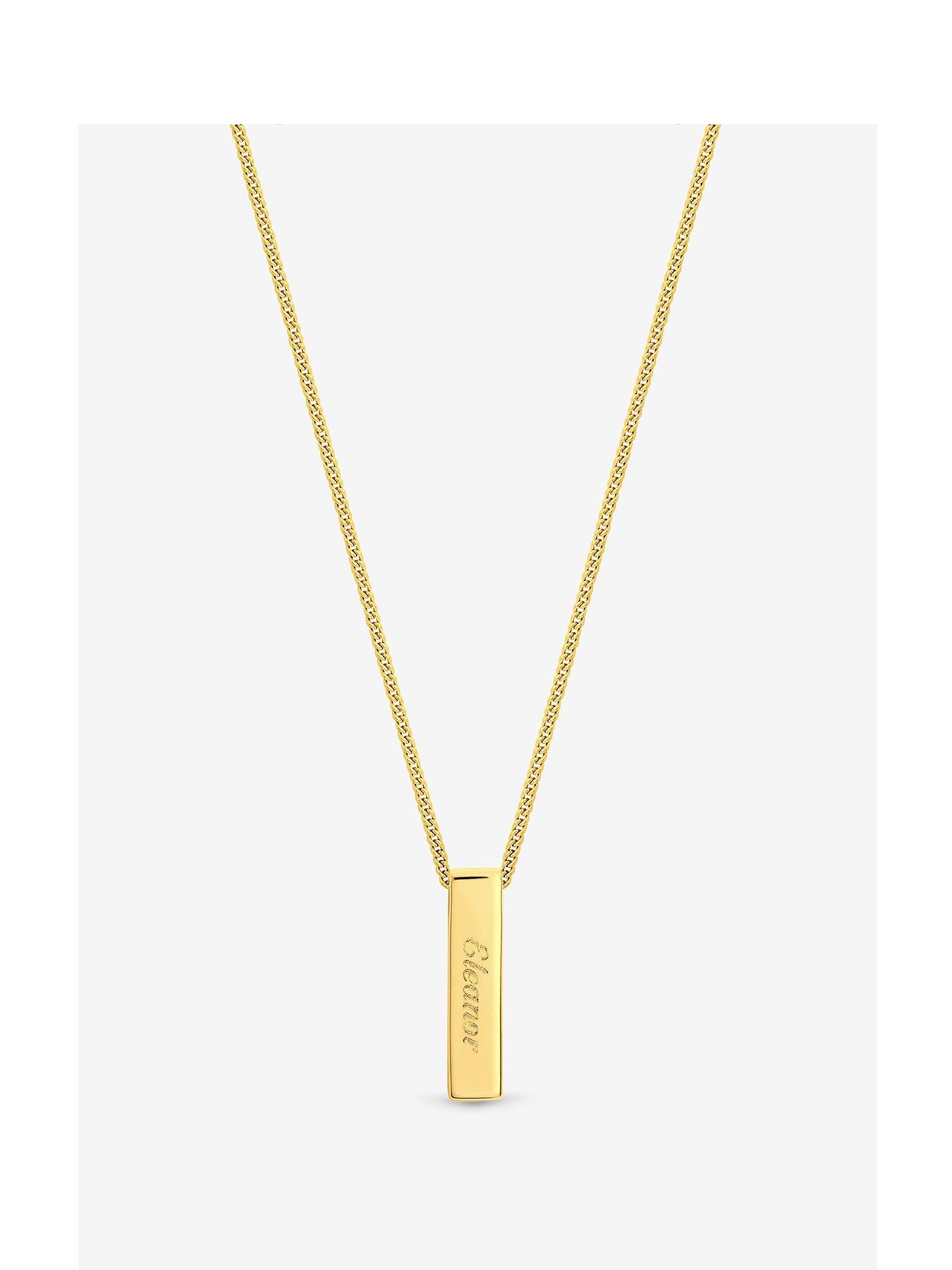 Jon Richard Simply Silver 14ct Real Gold Plated Sterling Silver Polished Bar Pendant