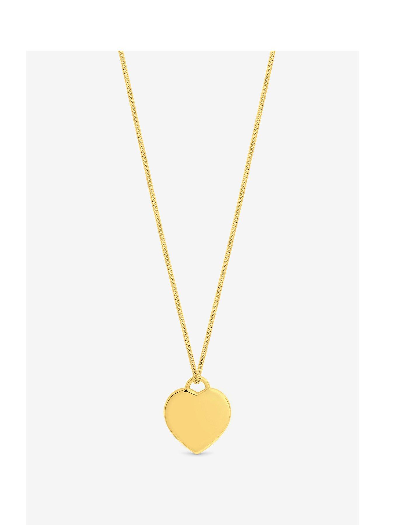 front image of jon-richard-simply-silver-14ct-real-gold-plated-sterling-silver-polished-heart-pendant