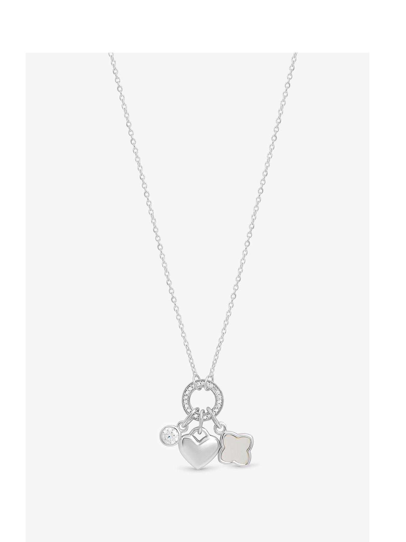  image of jon-richard-simply-silver-sterling-silver-925-cubic-zirconia-clover-charm-pendant