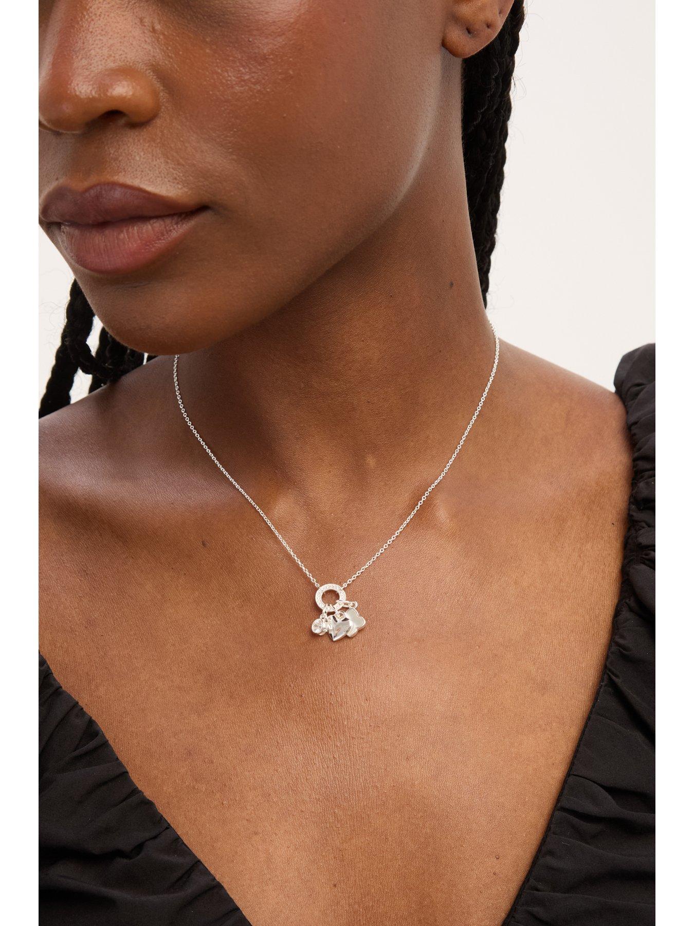  image of jon-richard-simply-silver-sterling-silver-925-cubic-zirconia-clover-charm-pendant