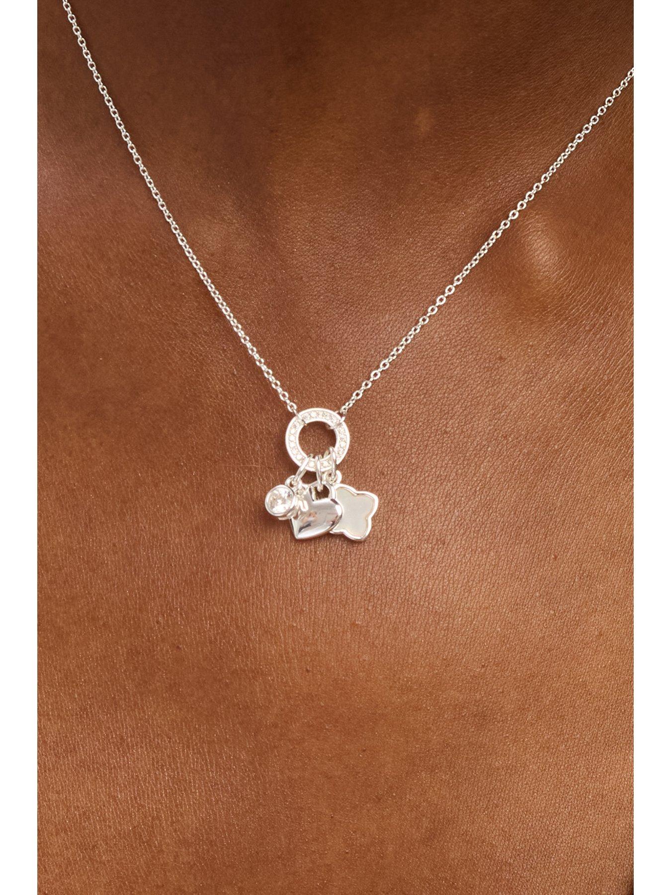  image of jon-richard-simply-silver-sterling-silver-925-cubic-zirconia-clover-charm-pendant