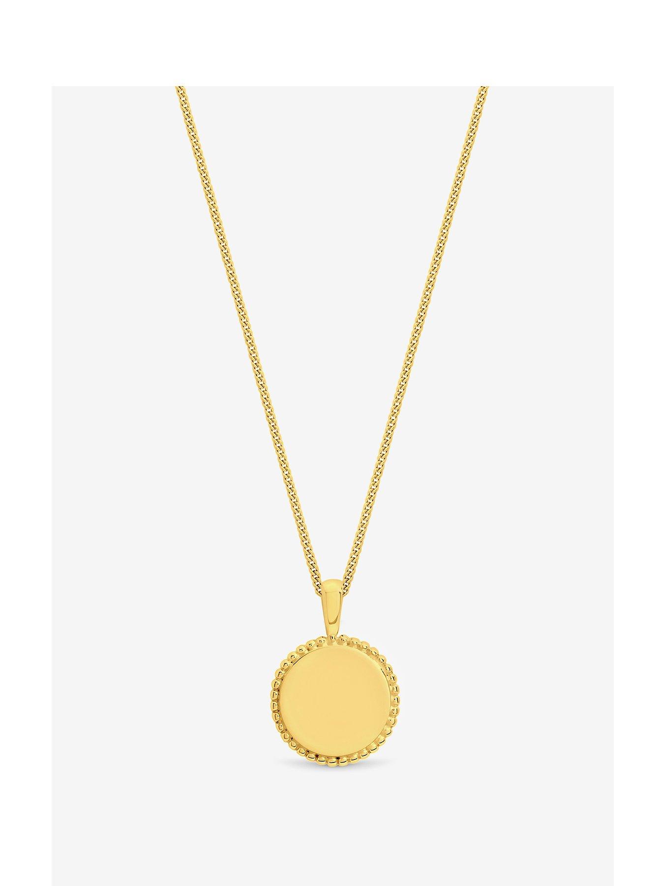 Image 1 of 1 of Jon Richard Simply Silver 14ct Real Gold Plated Sterling Silver Polished Beaded Edge Round Pendant