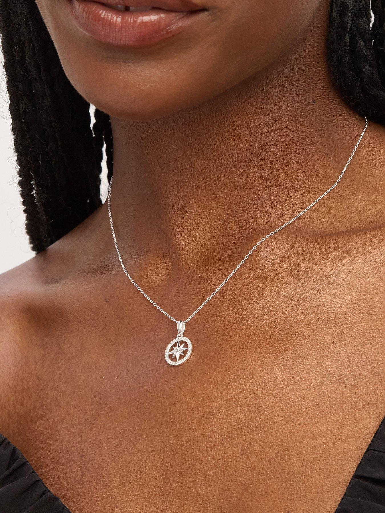 Jon Richard Simply Silver Sterling Silver 925 Cubic Zirconia Pave Celestial Pendant