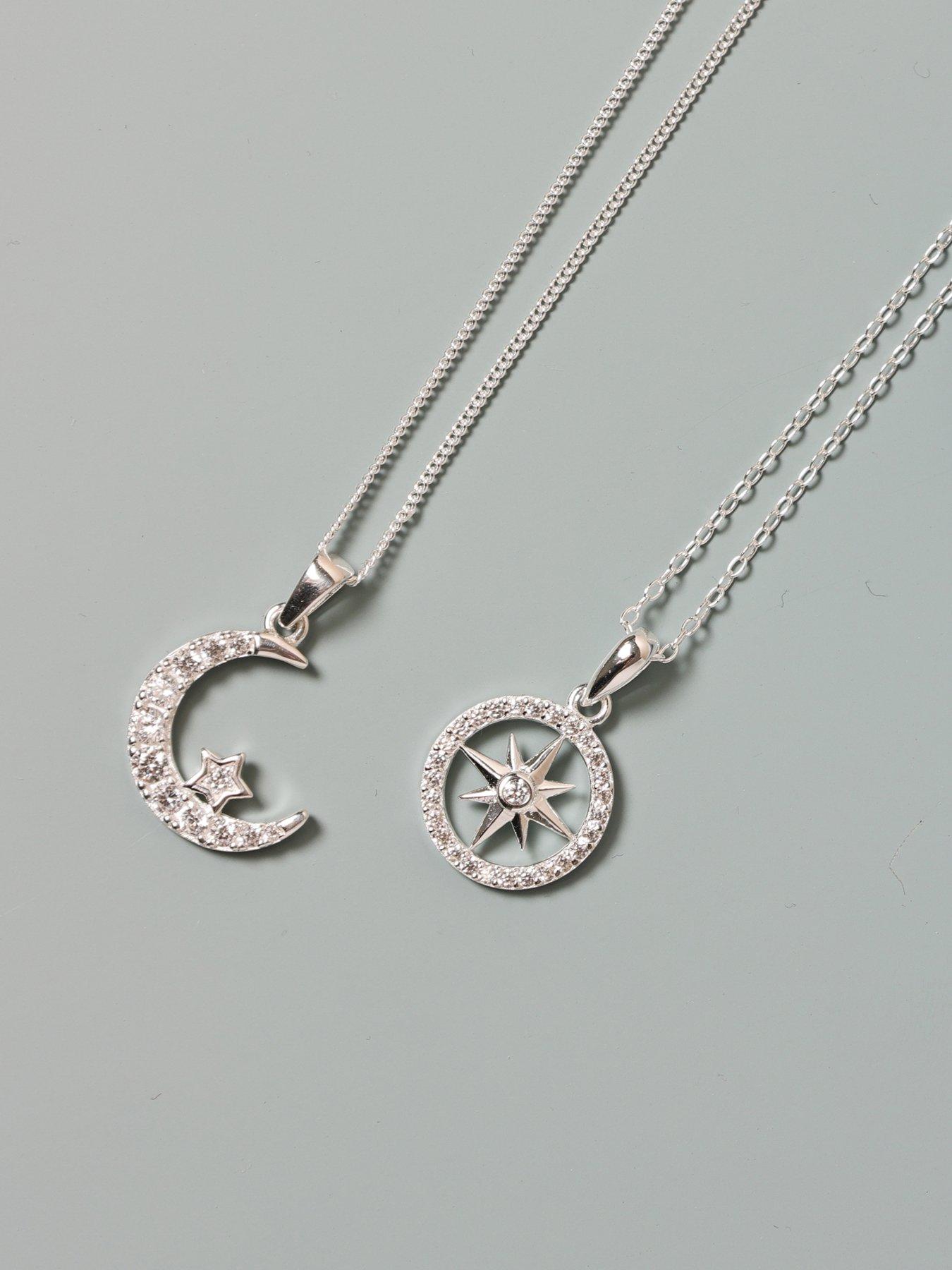  image of jon-richard-simply-silver-sterling-silver-925-cubic-zirconia-pave-celestial-pendant