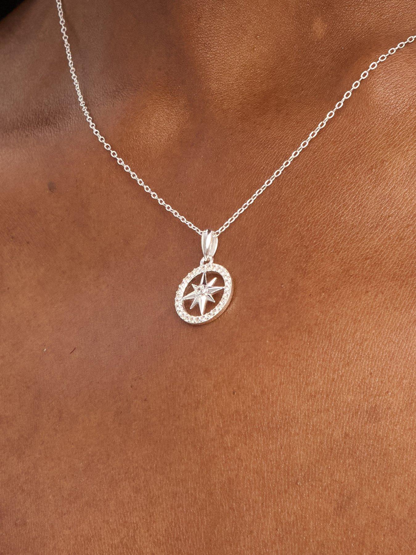  image of jon-richard-simply-silver-sterling-silver-925-cubic-zirconia-pave-celestial-pendant