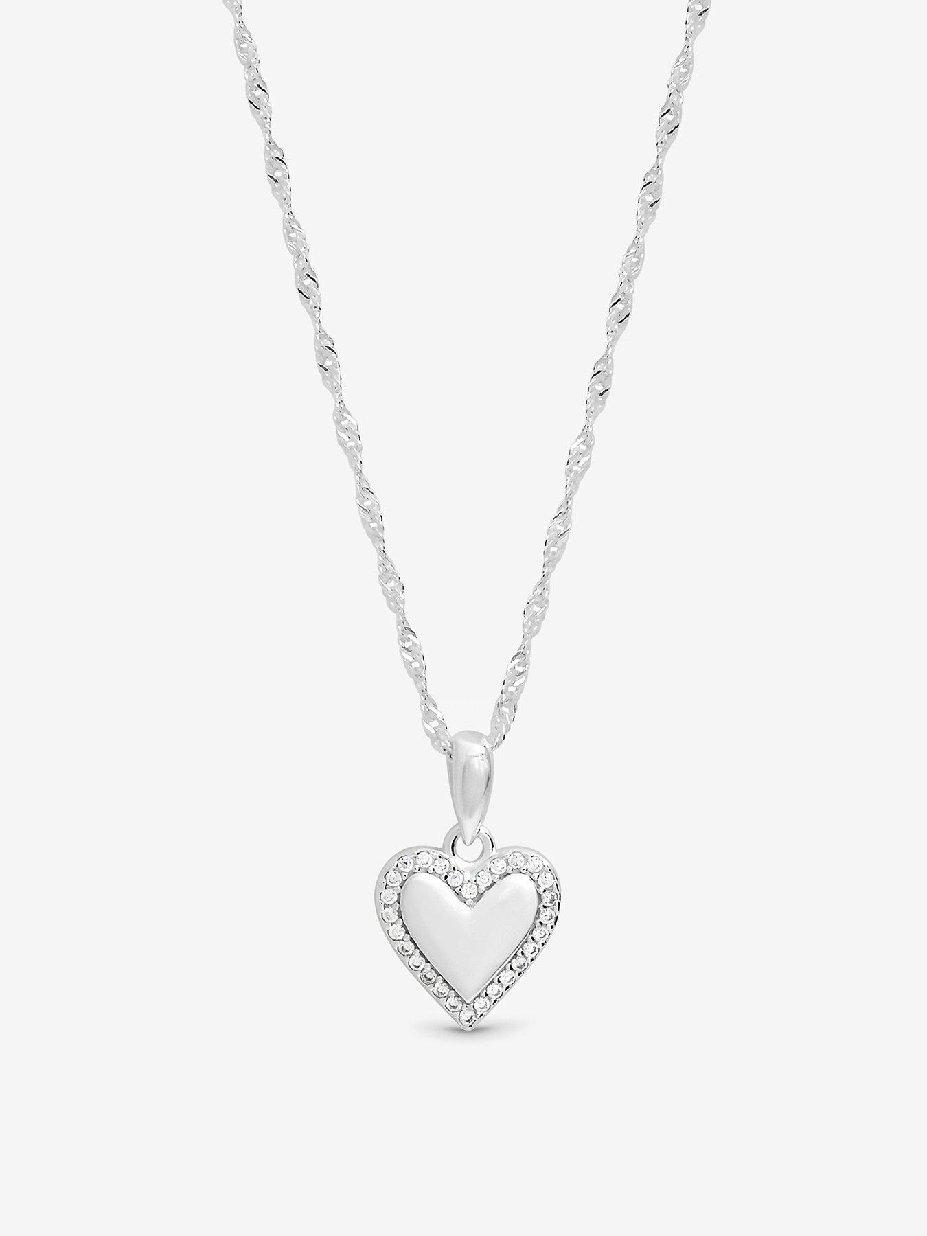 Jon Richard Simply Silver Sterling Silver 925 Polished and Pave Heart Pendant