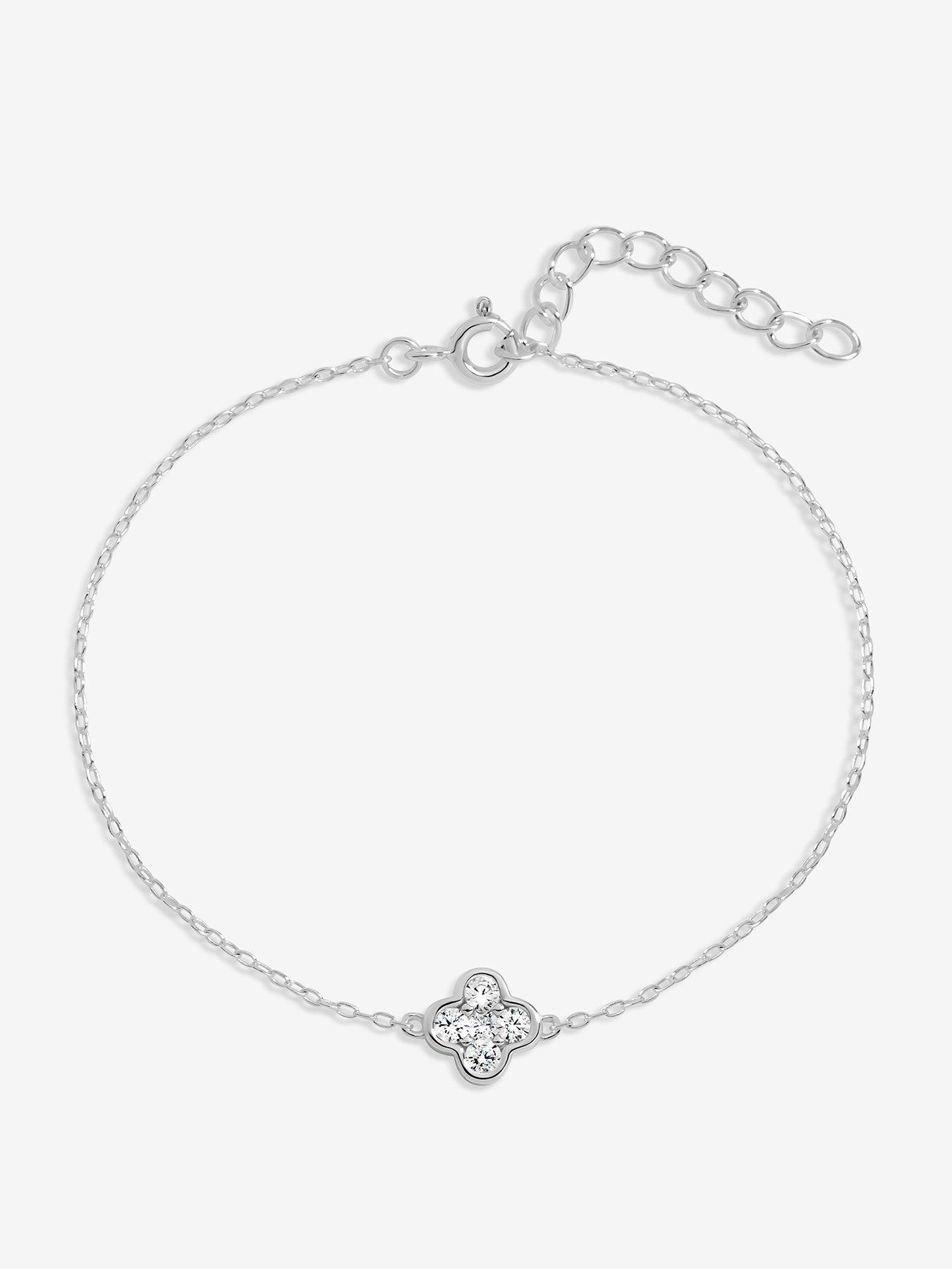 Jon Richard Simply Silver Sterling Silver 925 Cubic Zirconia Clover Bracelet