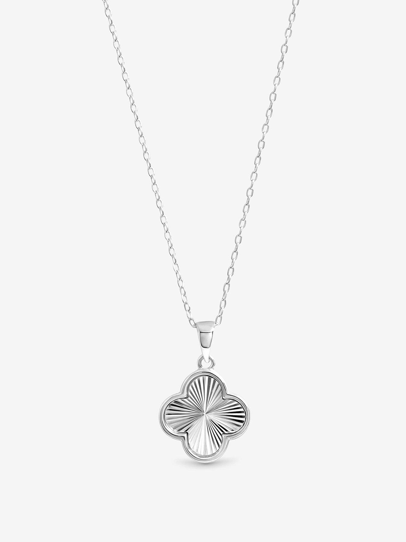  image of jon-richard-simply-silver-sterling-silver-925-polished-ridged-clover-pendant