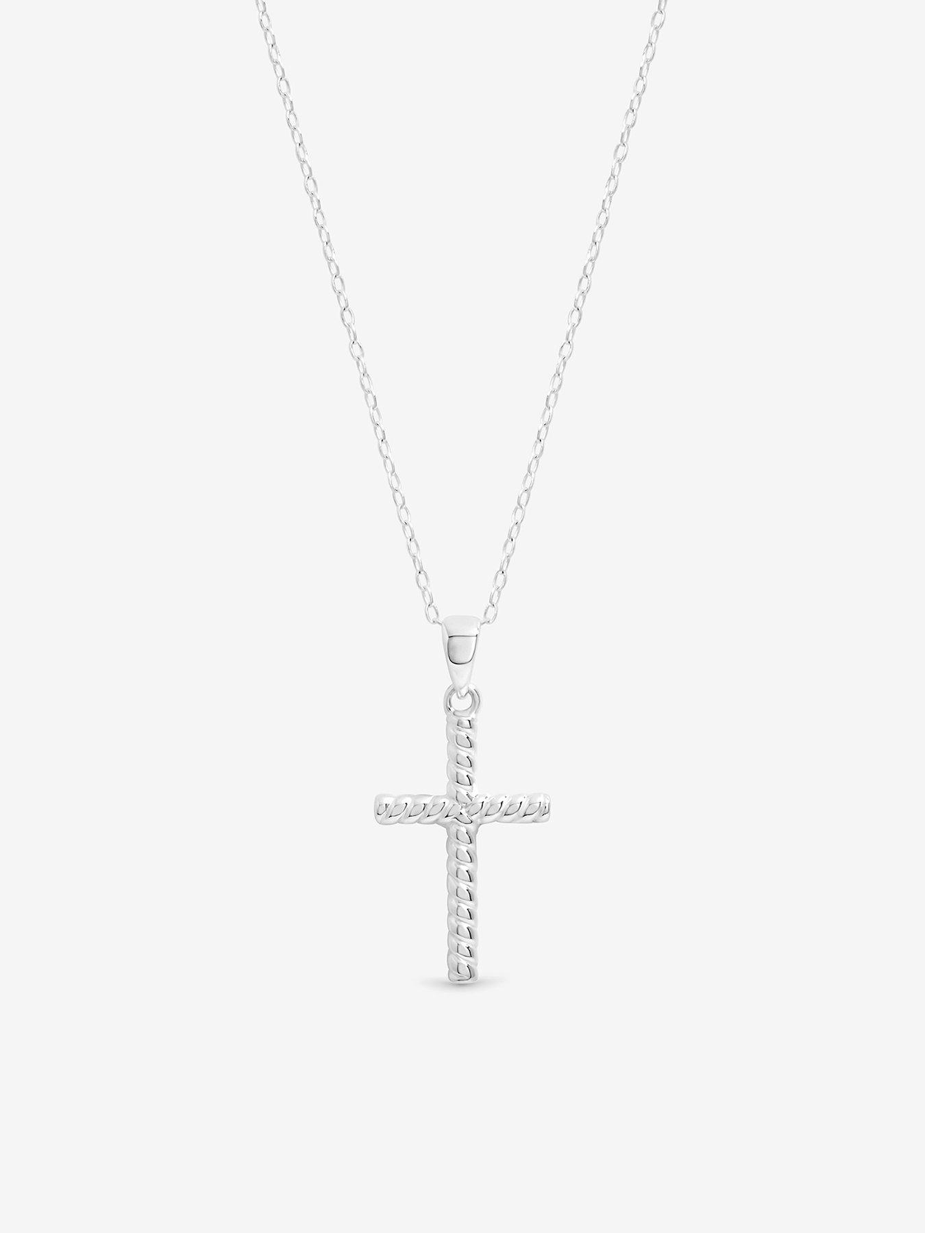  image of jon-richard-simply-silver-sterling-silver-925-polished-ridged-cross-pendant
