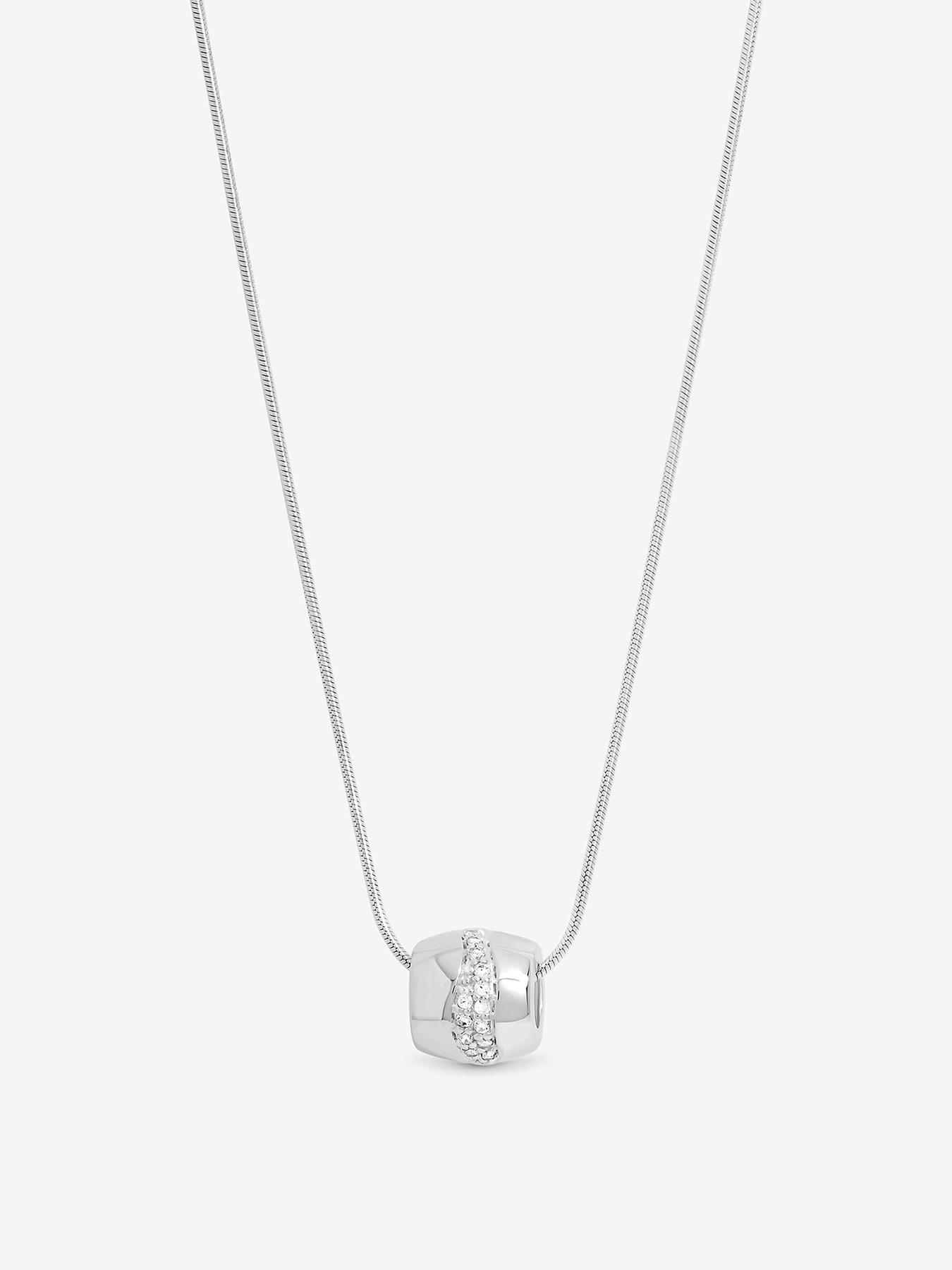 Jon Richard Simply Silver Sterling Silver 925 Polished and Pave Charm Pendant