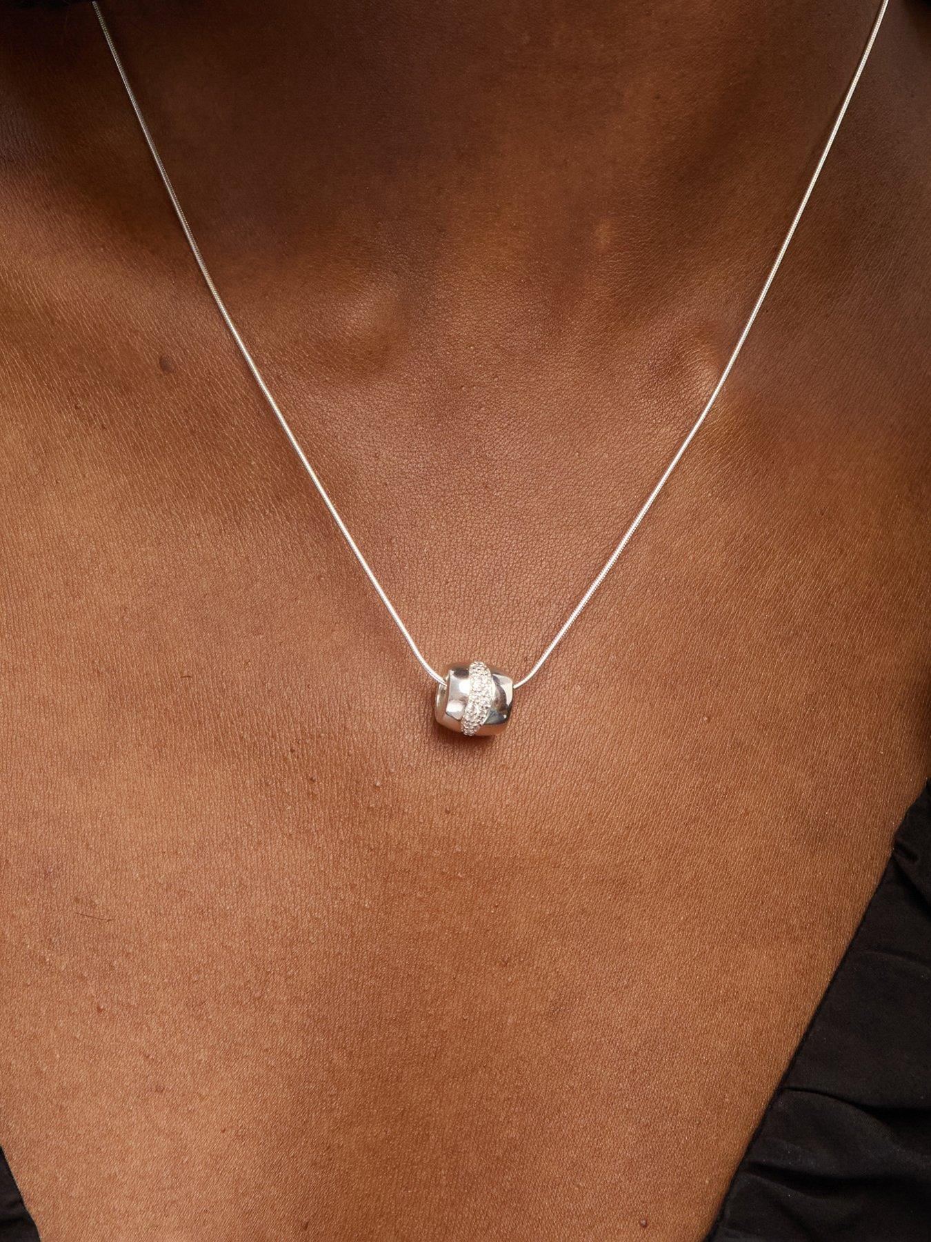 Image 3 of 3 of Simply Silver Simply Silver Sterling Silver 925 Polished and Pave Charm Pendant
