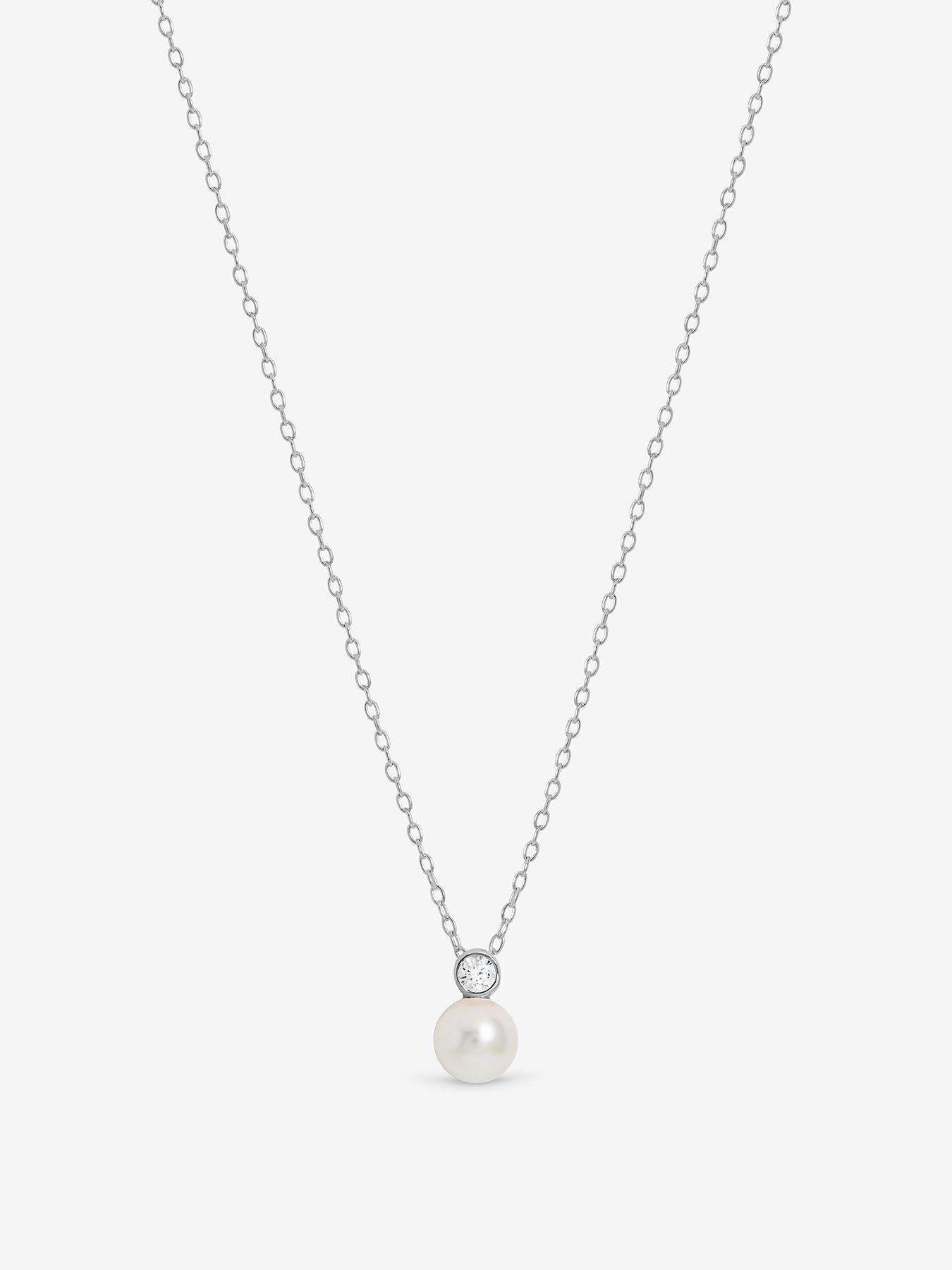 front image of jon-richard-simply-silver-sterling-silver-925-cubic-zirconia-bezel-pearl-drop-pendant