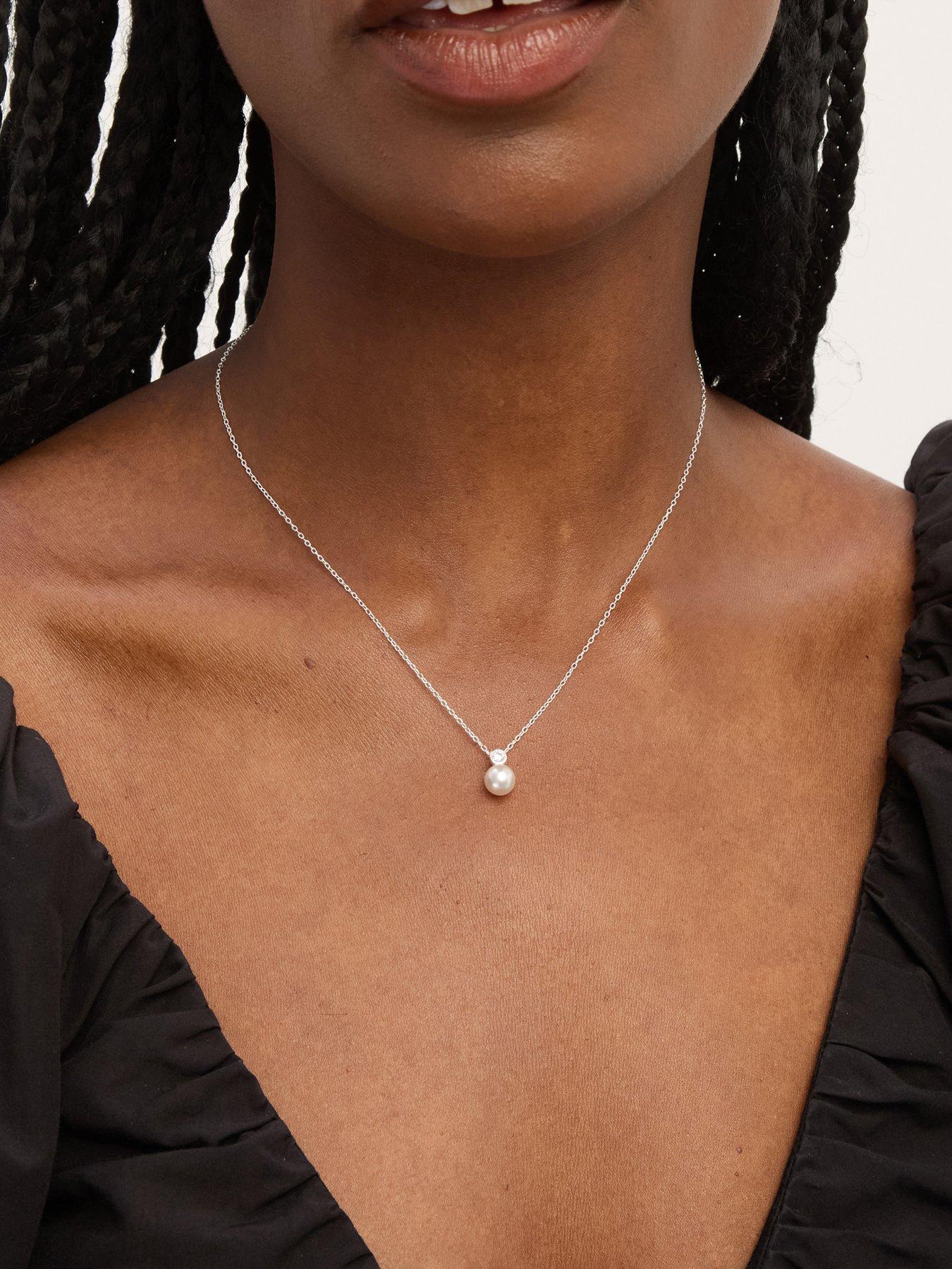 stillFront image of jon-richard-simply-silver-sterling-silver-925-cubic-zirconia-bezel-pearl-drop-pendant