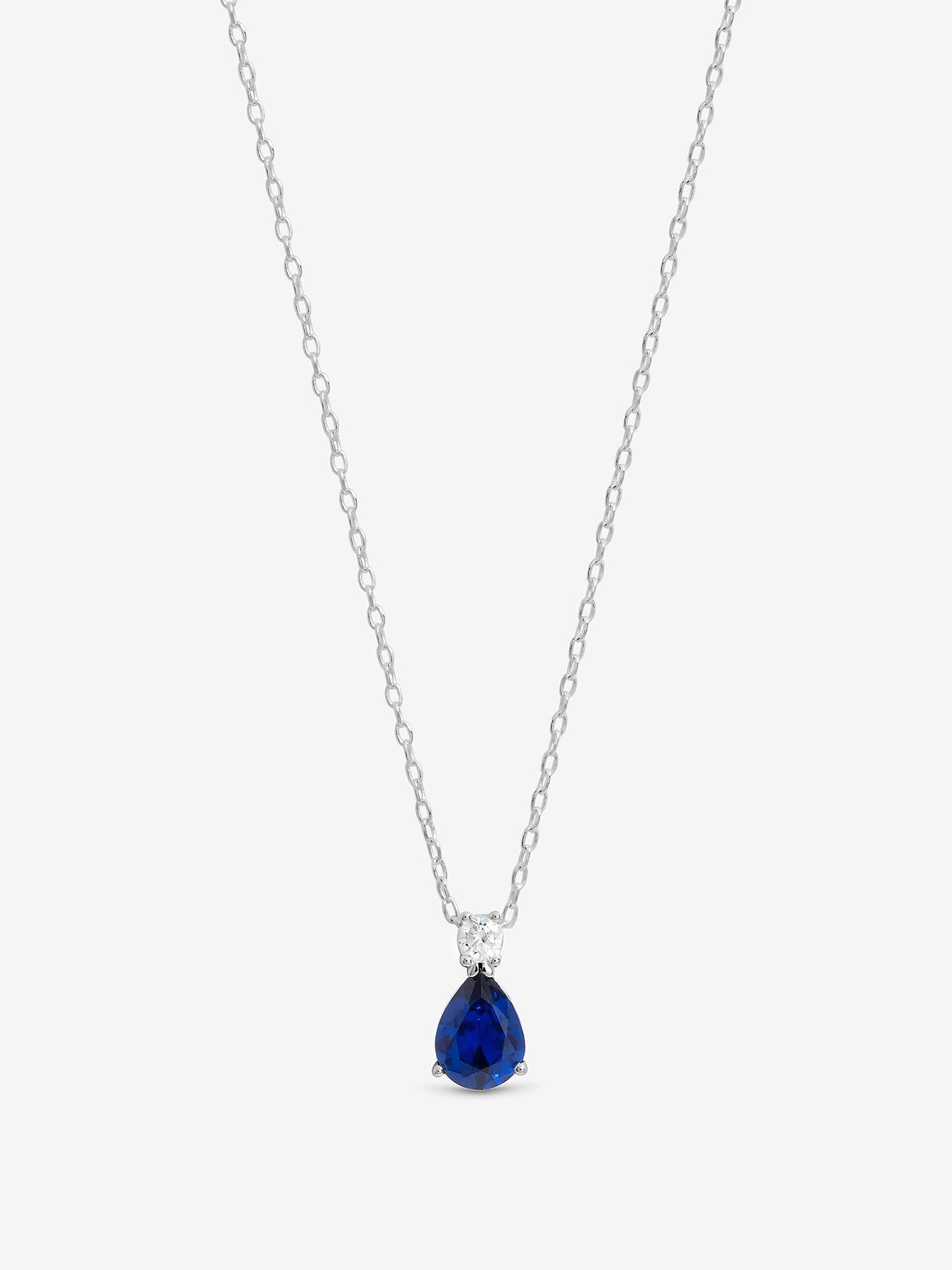 front image of jon-richard-simply-silver-sterling-silver-925-cubic-zirconia-sapphire-pendant