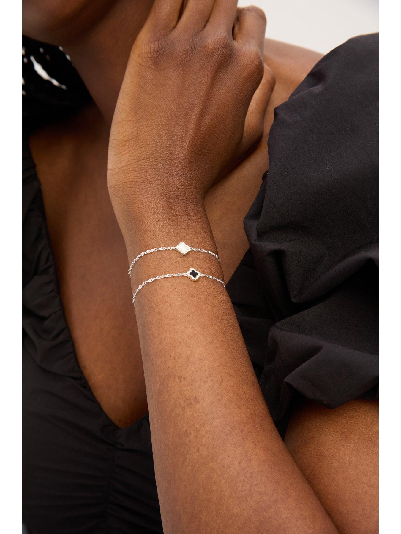  image of jon-richard-simply-silver-sterling-silver-925-mother-of-pearl-clover-bracelet