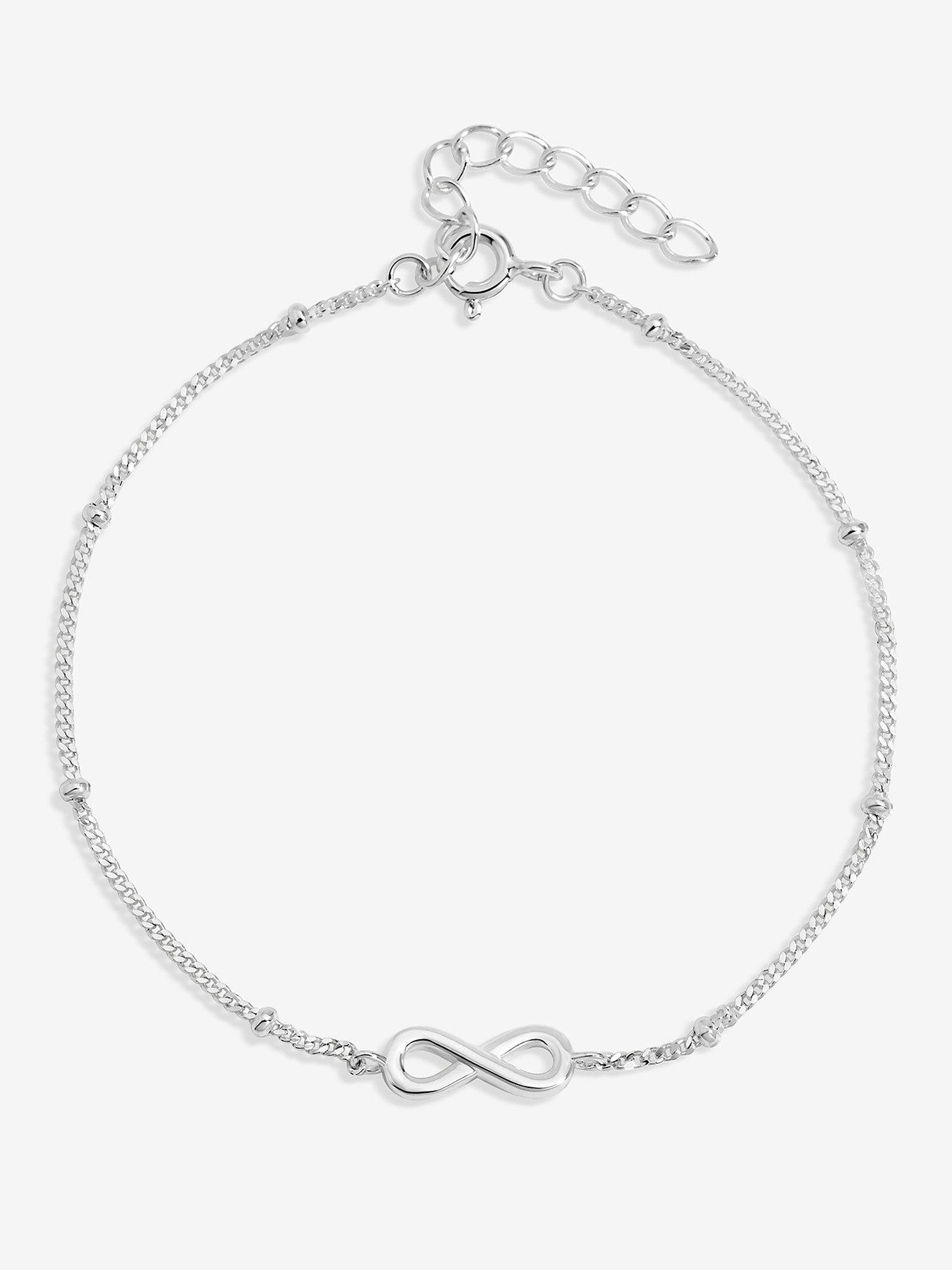front image of jon-richard-simply-silver-sterling-silver-925-polished-infinity-station-chain-bracelet